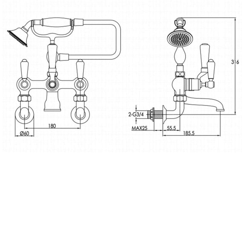 Industrial bathroom plumbing technical drawing with detailed measurements and specifications for installation and repair. Perfect for bathroom upgrade or plumbing project planning.