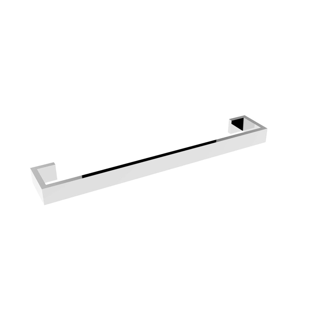 Chrome bathroom towel rail for modern bathroom decor, with sleek silver finish and minimalist design, ideal for towel hanging and bathroom accessories.