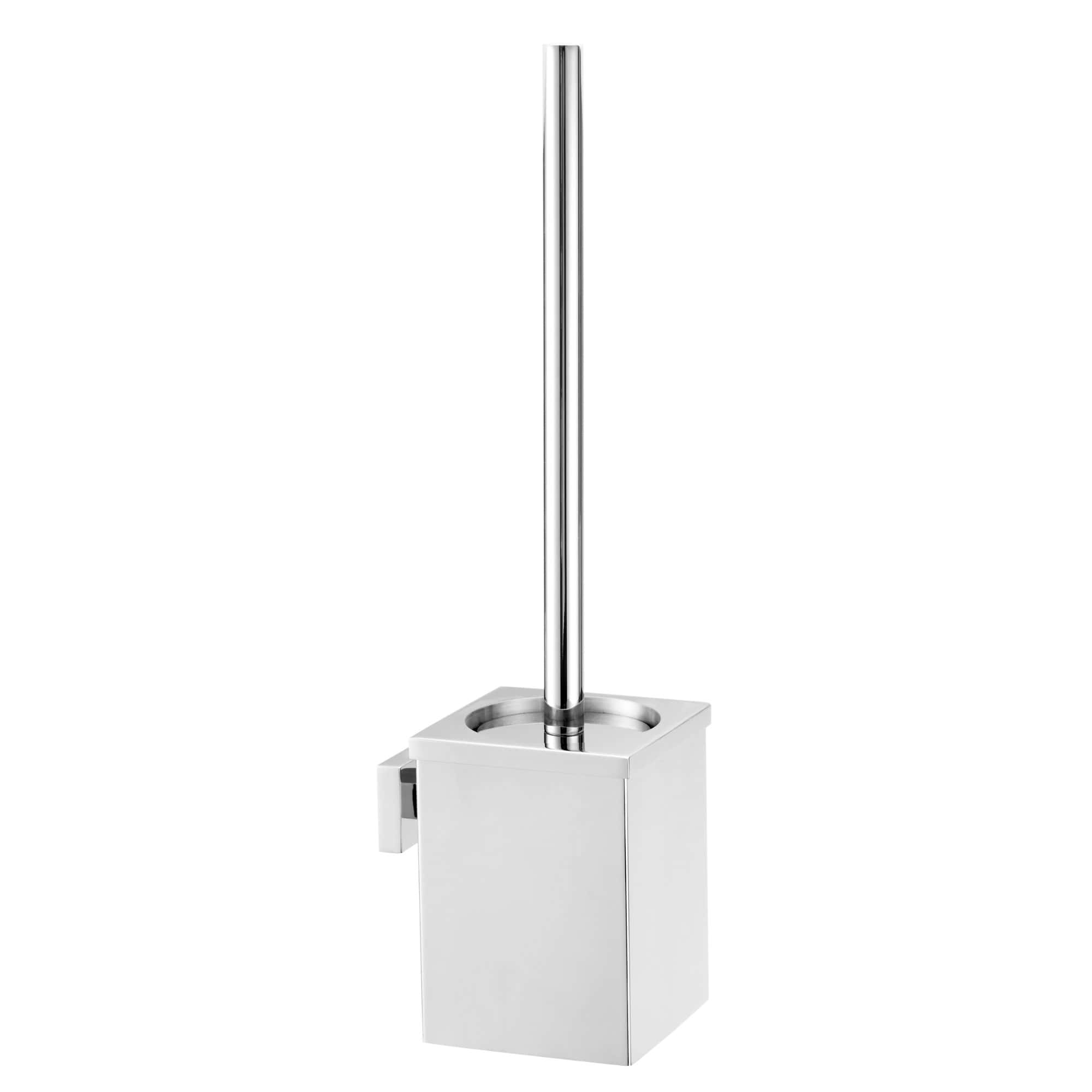 Polished stainless steel toilet brush holder with modern design, ideal for contemporary bathrooms, hygienic and easy to clean. Perfect for maintaining a clean and stylish bathroom space.