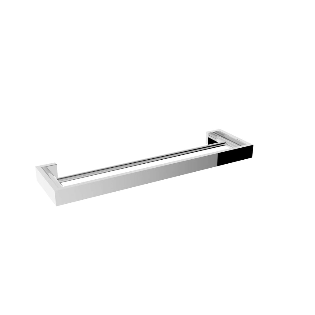Sleek modern chrome bathroom grab bar with clean lines and durable construction, ideal for safety and support in contemporary bathrooms.