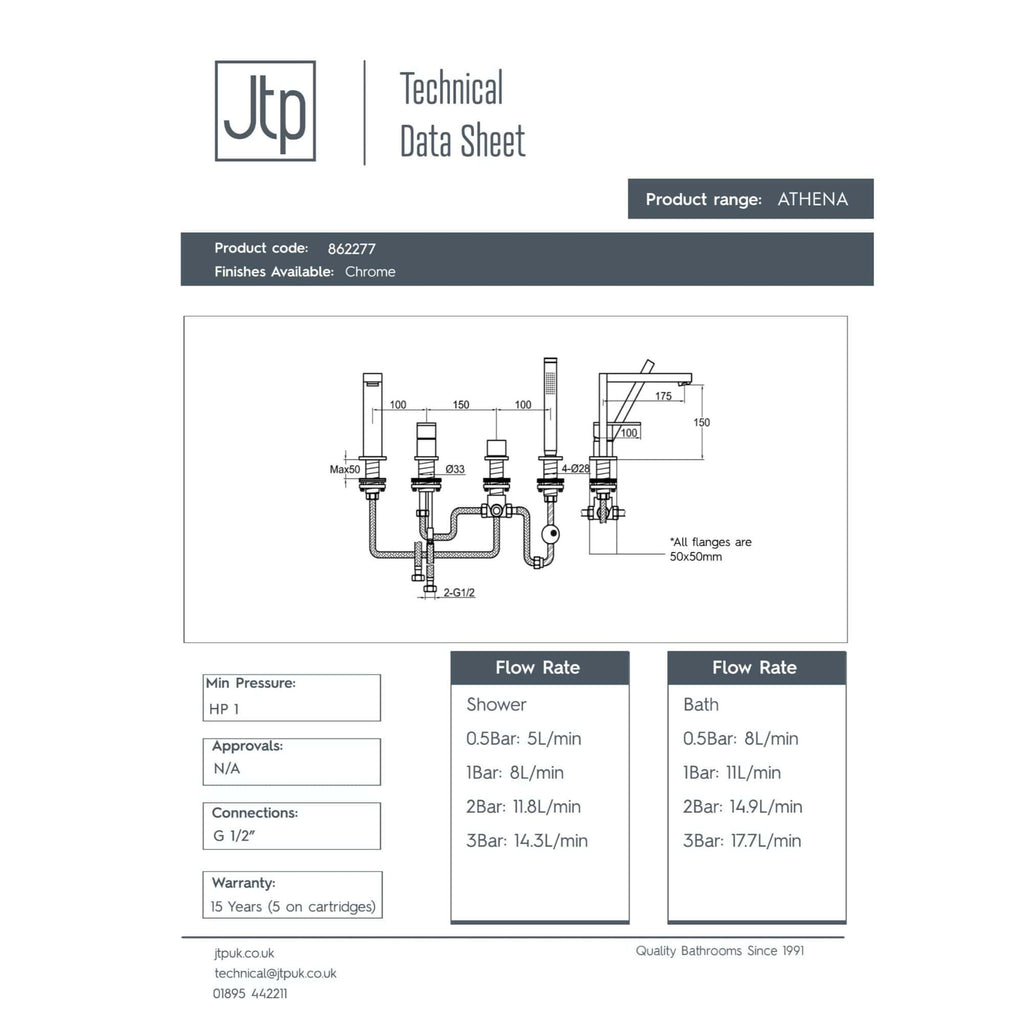 A modern bathroom faucet set with chrome finish, featuring a sleek design suitable for shower and bath installations. Includes multiple spouts and controls for a stylish, functional bathroom upgrade.