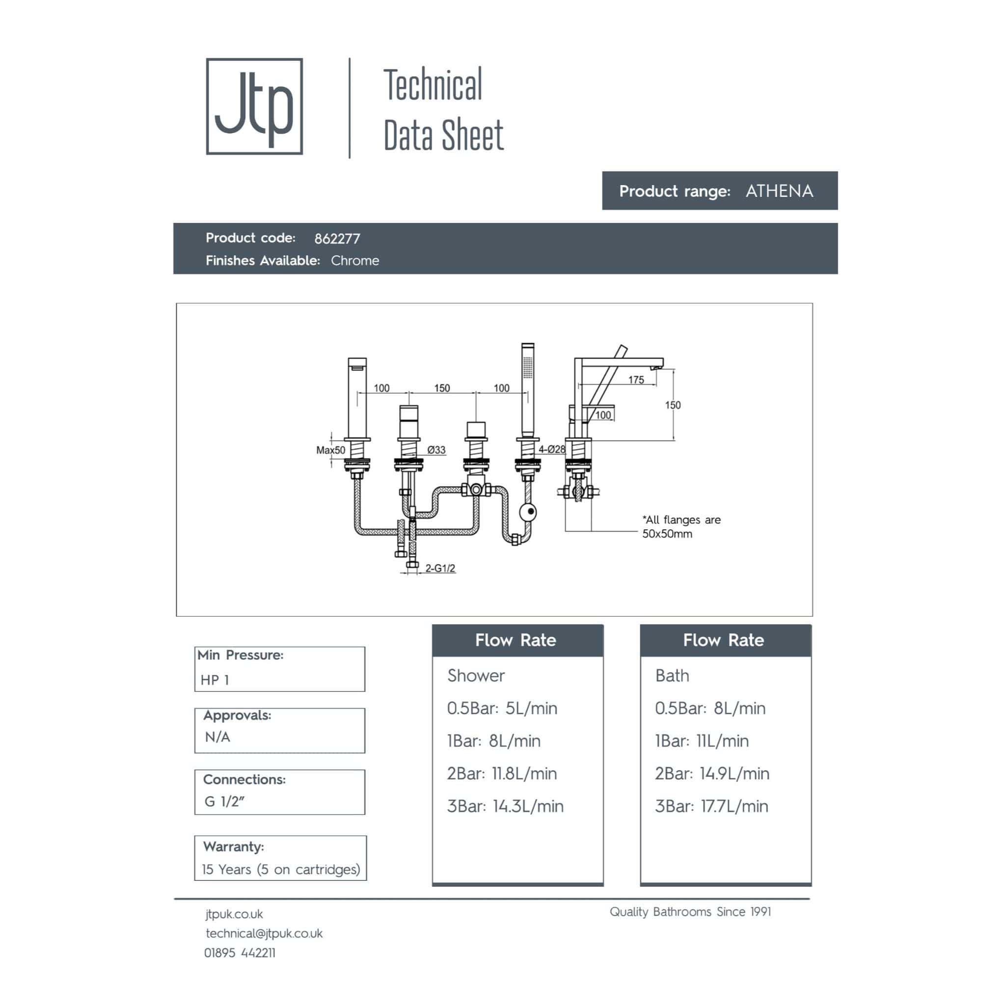A modern bathroom faucet set with chrome finish, featuring a sleek design suitable for shower and bath installations. Includes multiple spouts and controls for a stylish, functional bathroom upgrade.