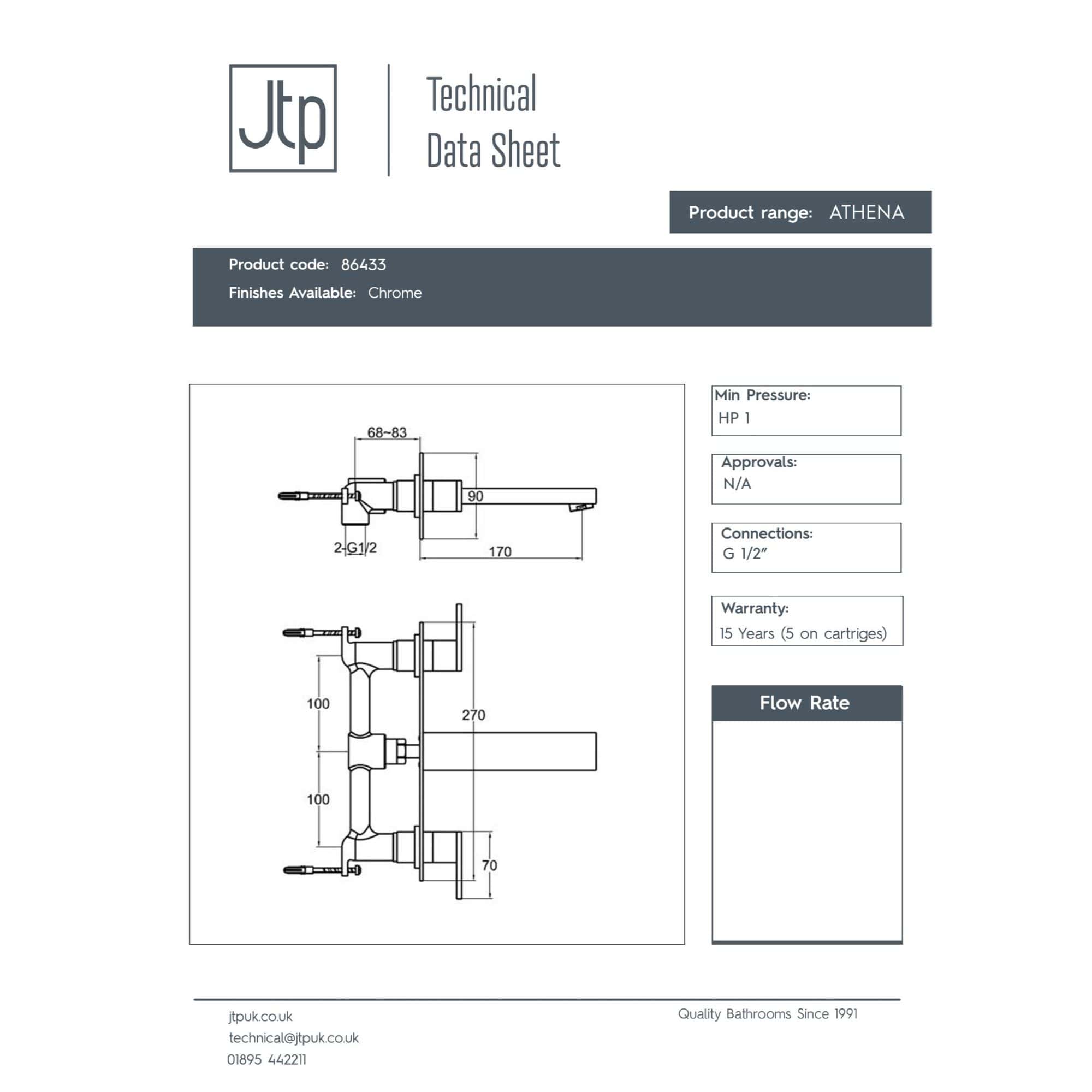 High-quality modern bathroom tap with chrome finish, featuring detailed technical specifications and measurements for optimal installation. Designed for durability and style.