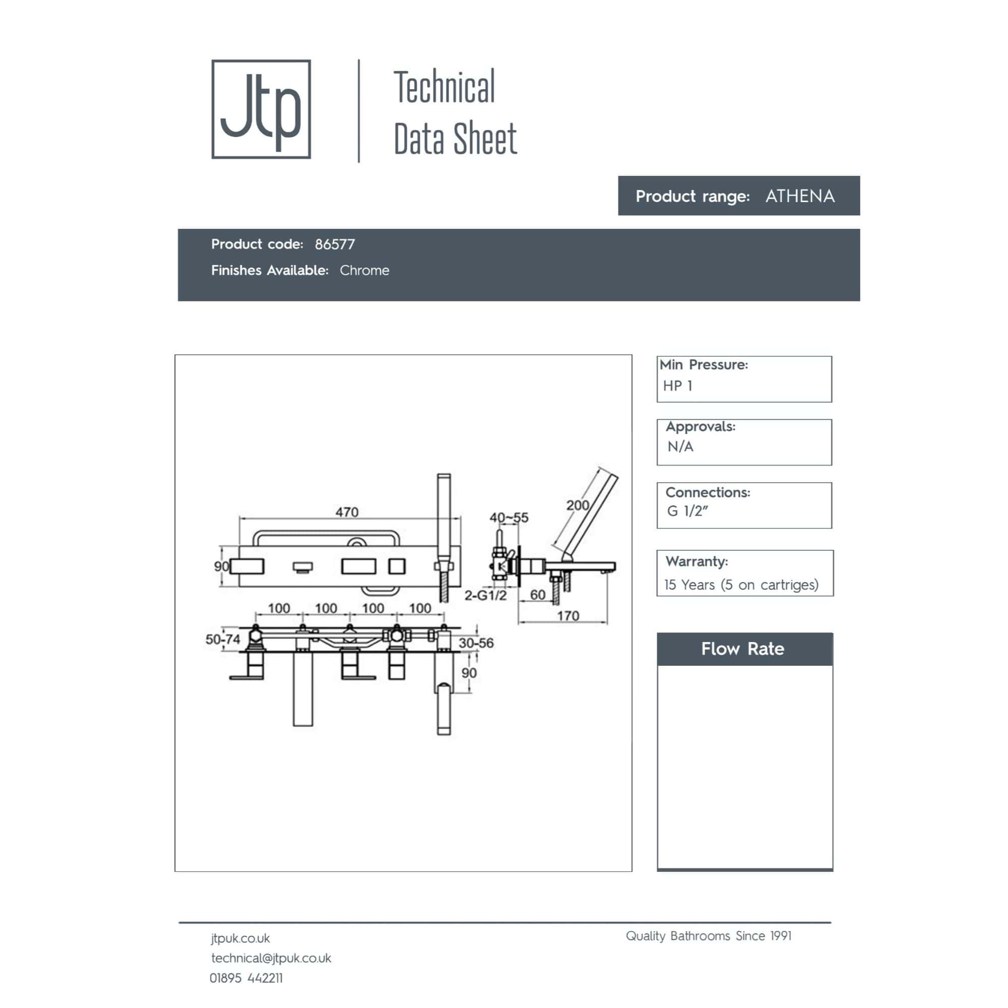High-quality technical drawing of Bubly Bathrooms' Athena bathroom mixer tap with chrome finish, featuring detailed measurements and connection specifications, ideal for modern bathroom installations.