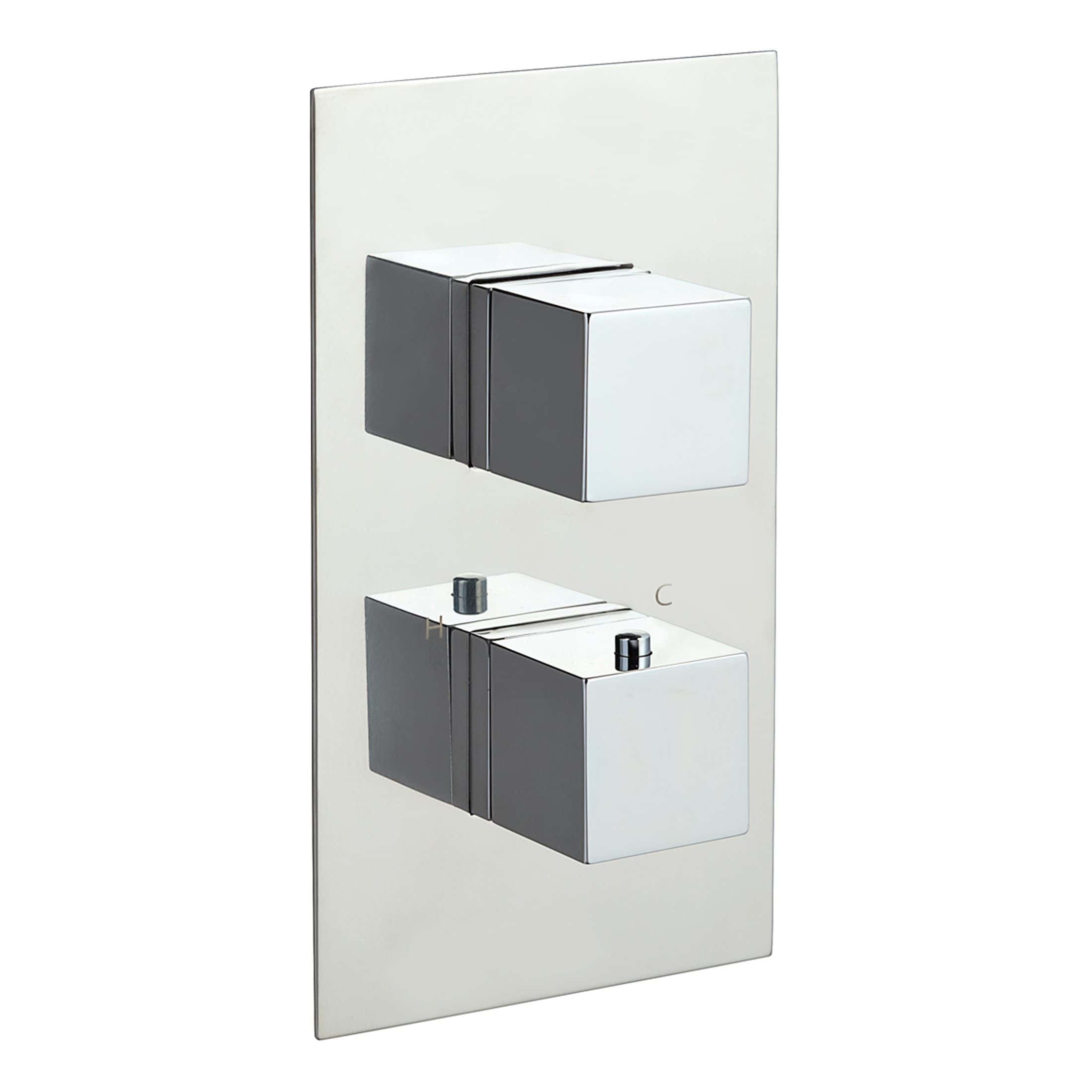 Sleek modern dual-flush toilet flush panel with chrome accents, ideal for contemporary bathroom design. Designed for ease of use and water conservation, perfect for upgrading your bathroom facilities.