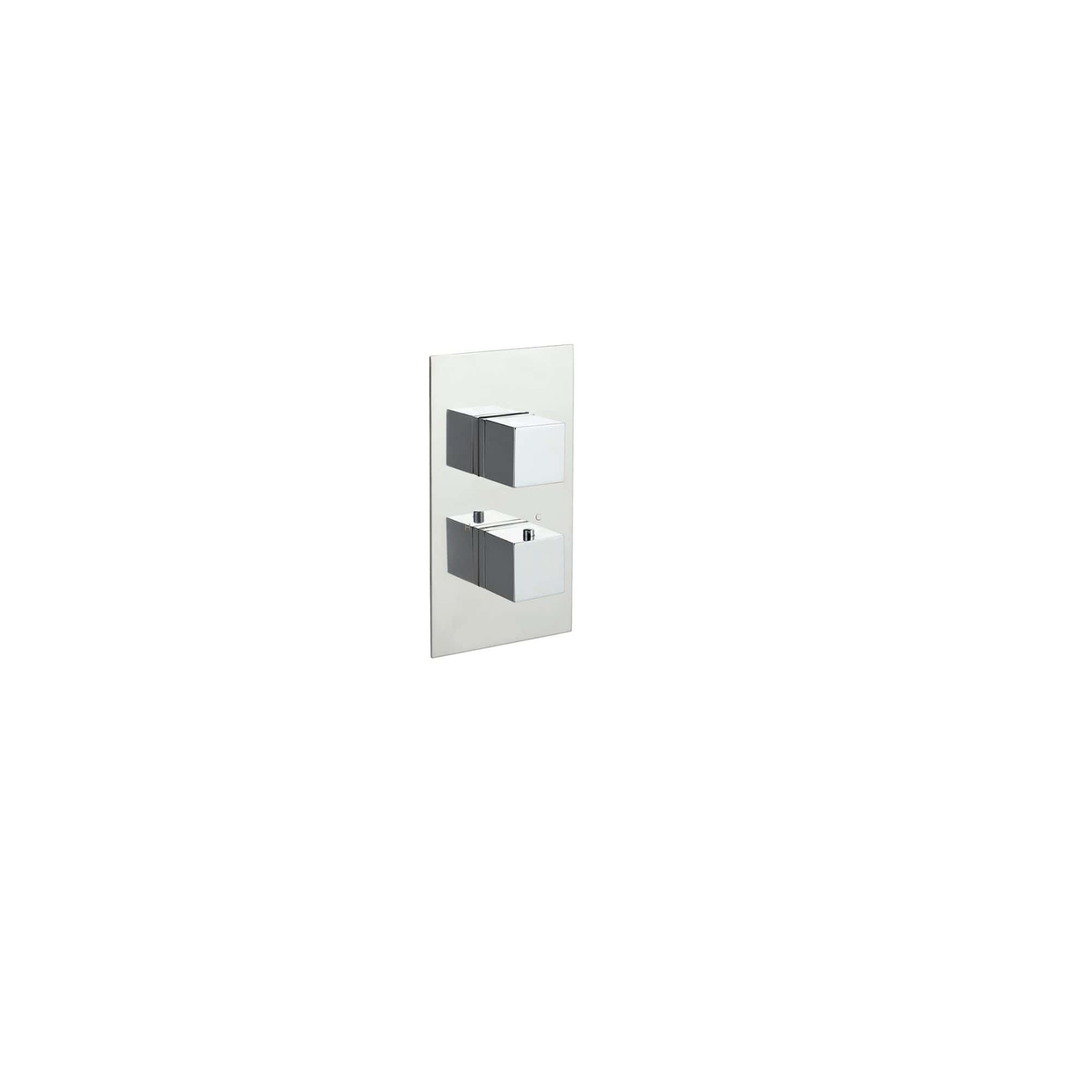 Sleek wall-mounted dual-flush toilet button panel in chrome and white finish, designed for modern bathroom convenience and water-saving functionality.