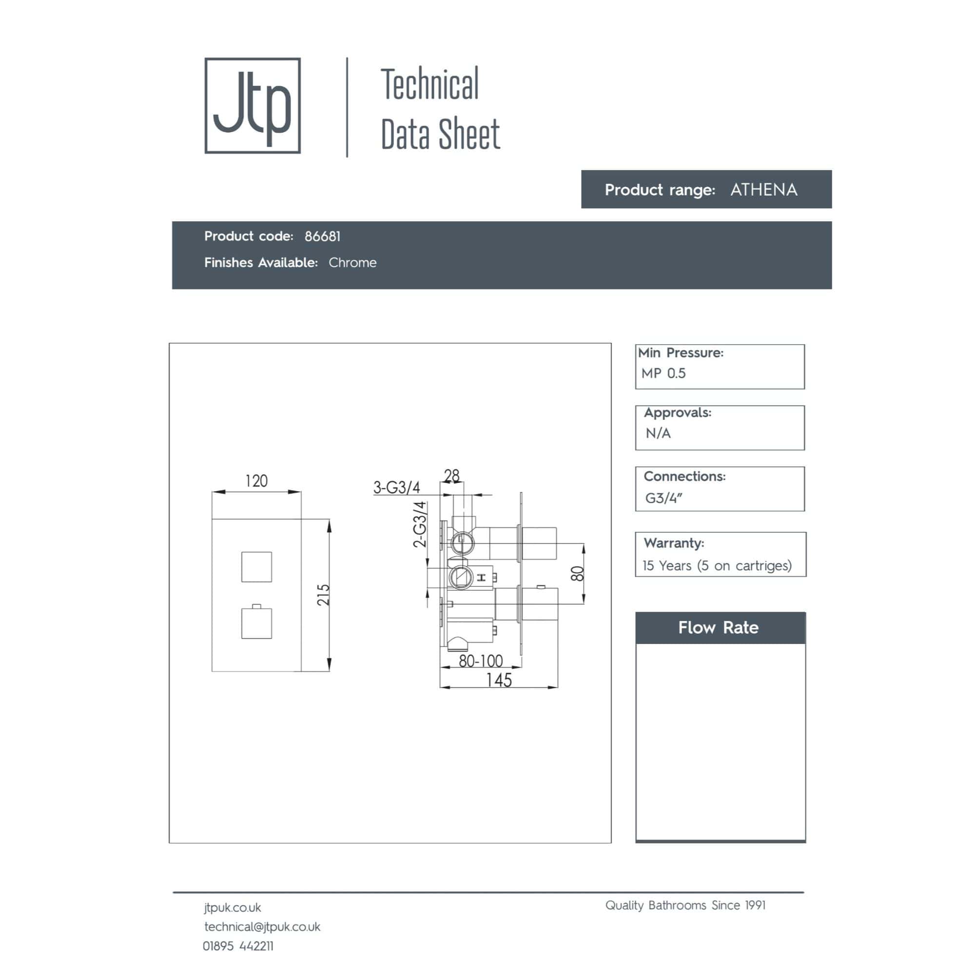 Chrome-finished Bath Tap with detailed technical drawing, suitable for modern bathrooms, ensuring durability and style. Ideal for bathroom upgrades and compatible with G3/4" connections.