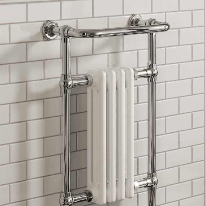 Reina Alicia Chrome/White Traditional Heated Towel Rail