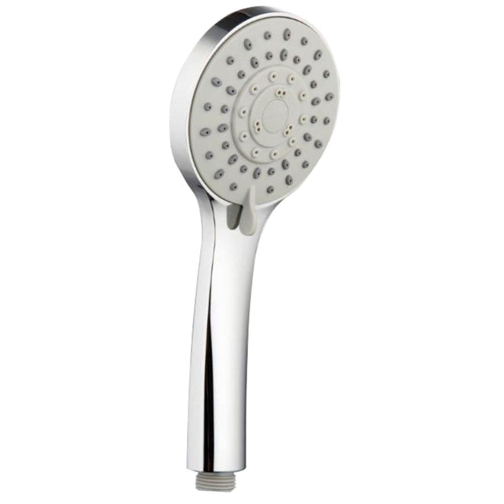Sleek chrome handheld shower head with multiple spray settings for modern bathroom upgrades.