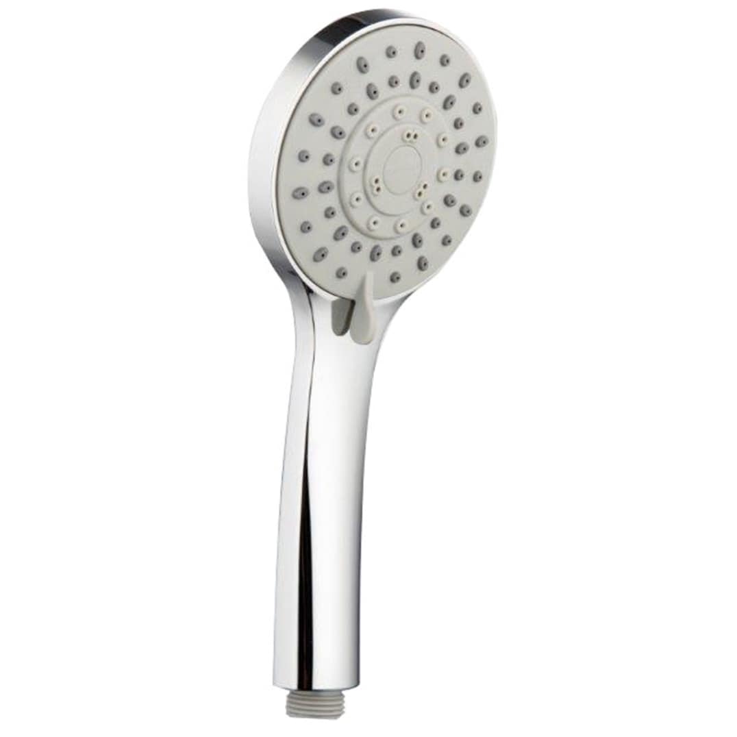 Sleek chrome handheld shower head with multiple spray settings for modern bathroom upgrades.