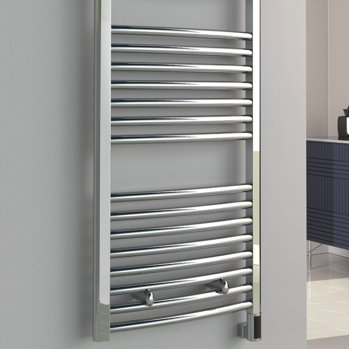 Reina Diva Curved Electric Chrome Heated Towel Rail