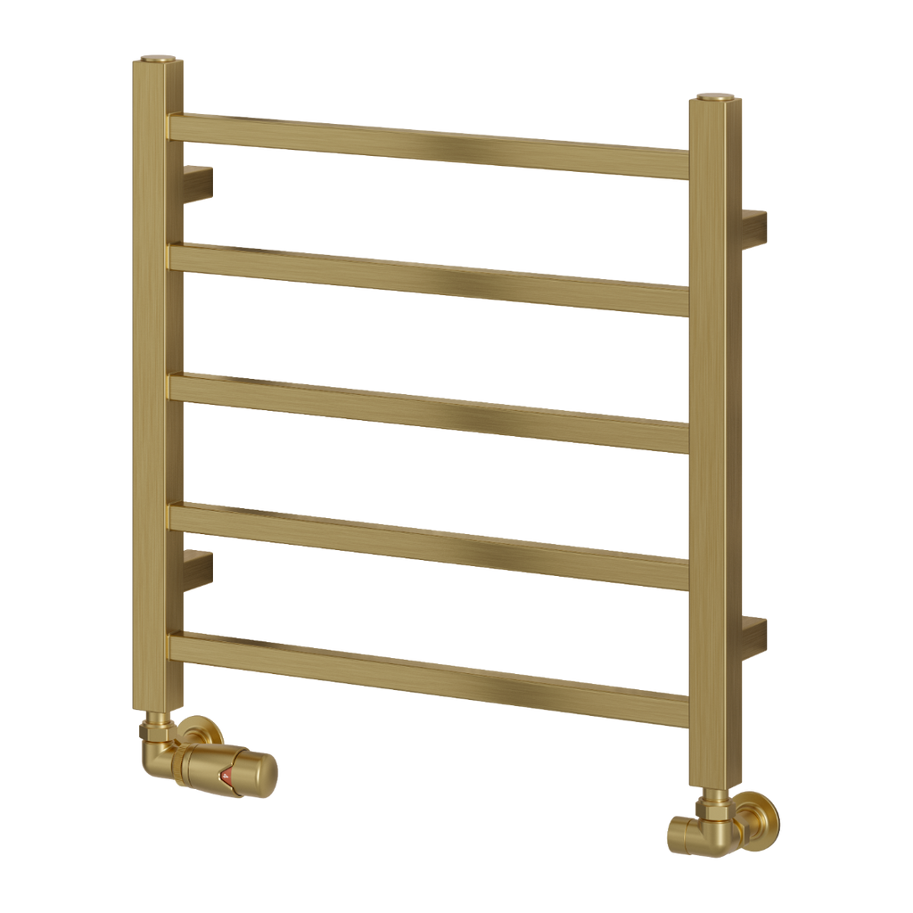 Reina Serena Brushed Brass Heated Towel Rail 500mm X 500mm