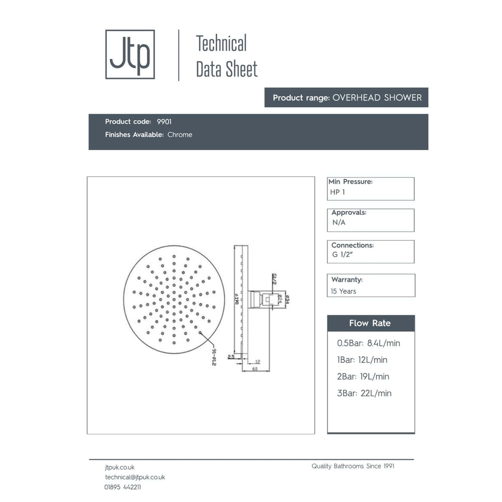 Chrome overhead shower head with multiple spray nozzles for a luxurious bathroom shower experience. Suitable for modern bathrooms, offering high flow rate and durable chrome finish.
