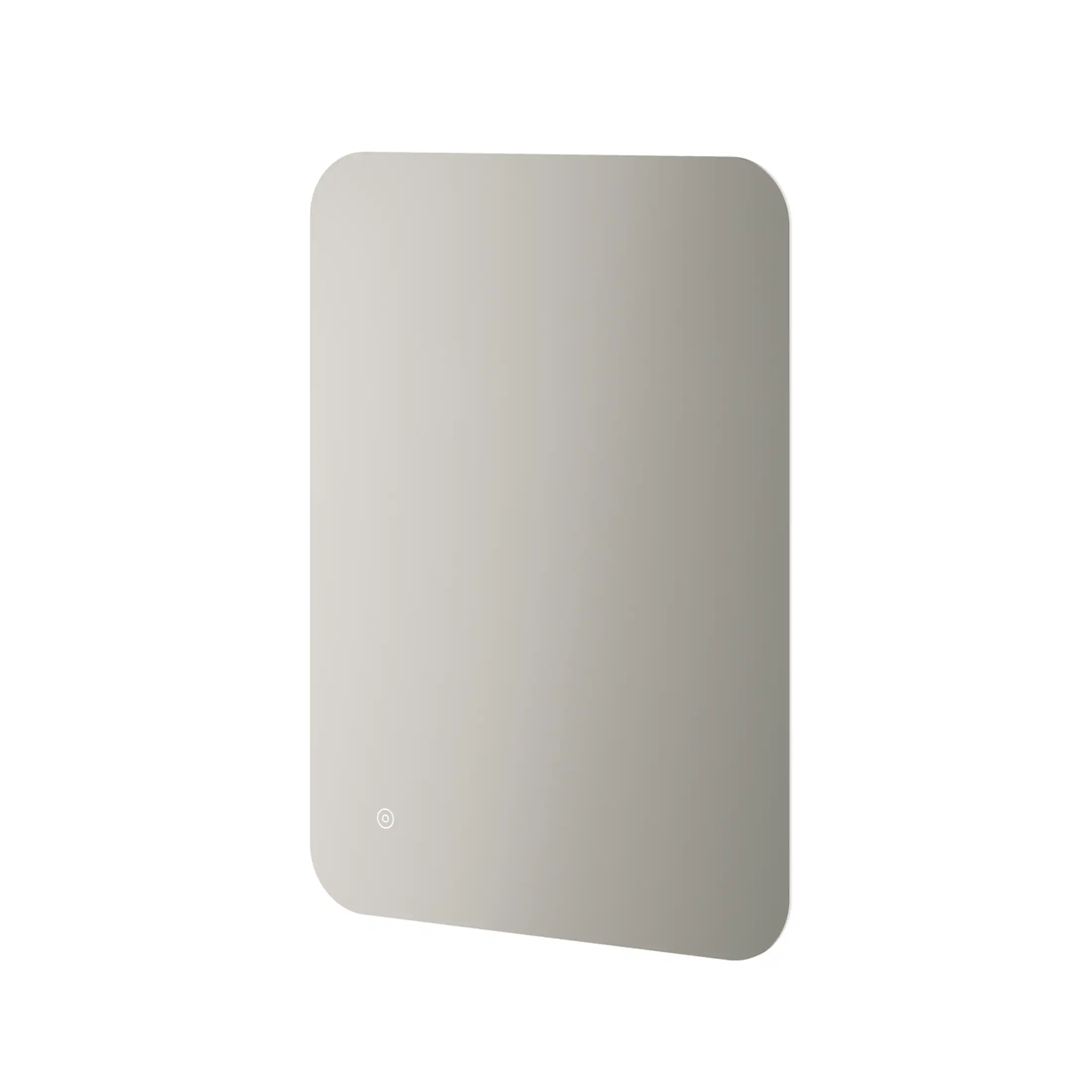 Sleek minimalist bathroom mirror with touch sensor and LED lighting, perfect for modern bathrooms and vanity areas. Stylish, energy-efficient, and easy to install.