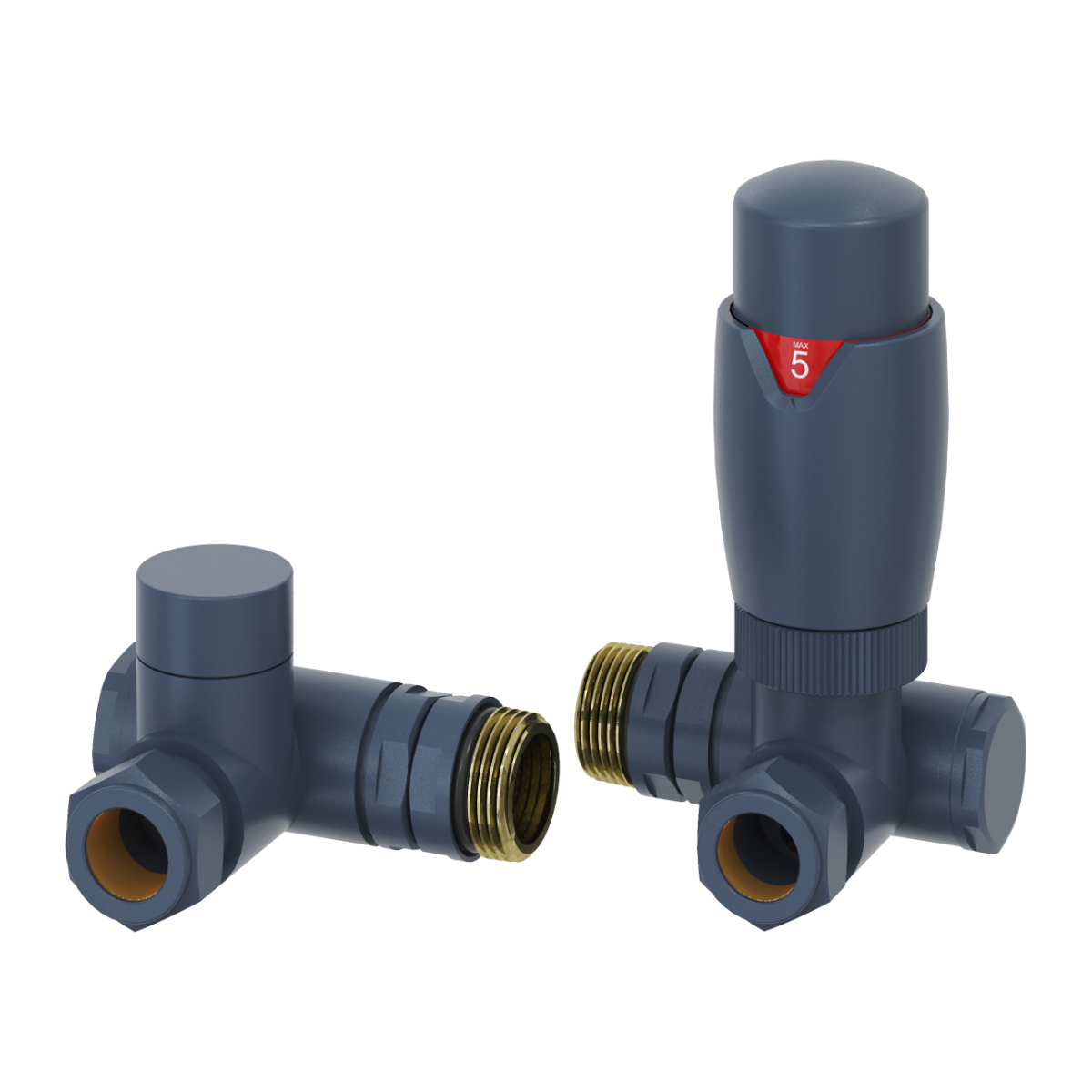 Reina Modal TRV Dual Fuel Corner Radiator Valves, Anthracite