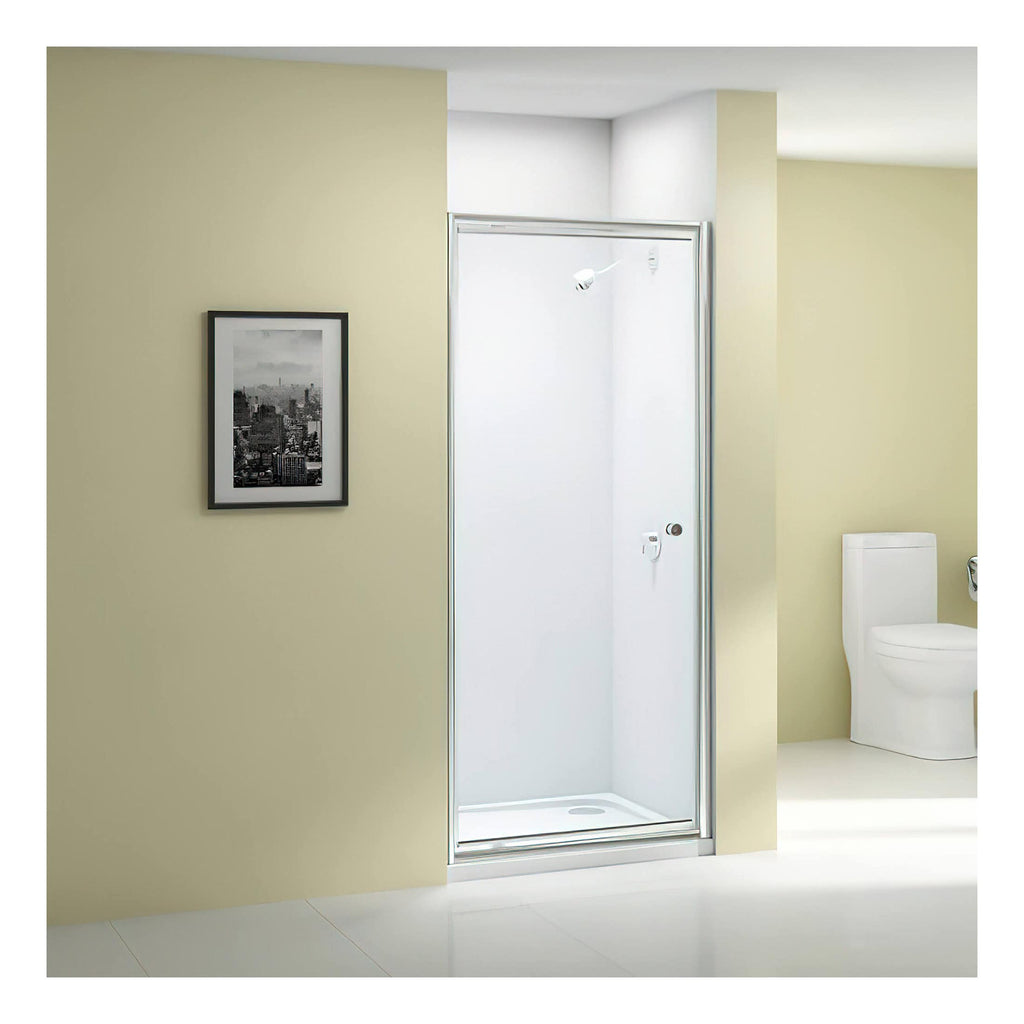 Effortlessly stylish walk-in shower with sleek glass enclosure in a modern bathroom setting. Perfect for contemporary bathroom designs with clean lines and minimalist aesthetic.