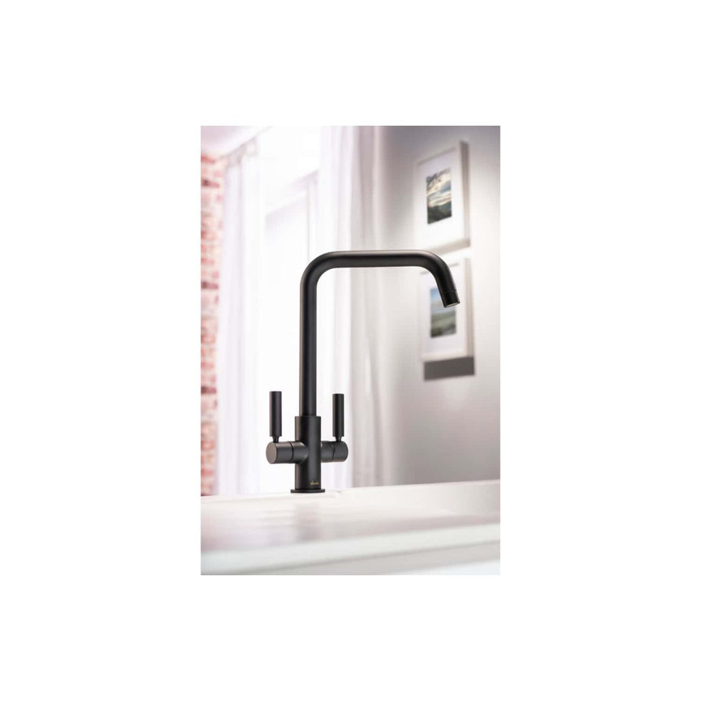 Sleek black kitchen tap with modern design, single-handle mixer, and high-arc spout, ideal for contemporary bathrooms and kitchens, featuring durable matte finish.