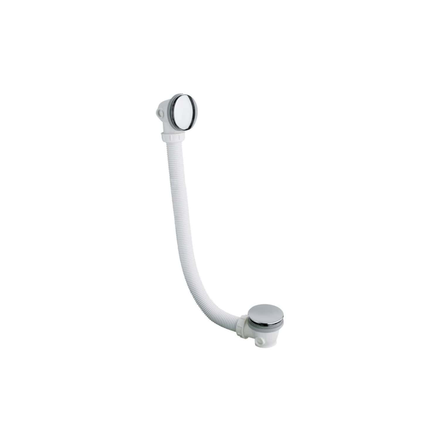 Flexible bathroom sink waste pipe with chrome trap and flexible hose, ideal for plumbing installations. Designed for easy installation and reliable drainage solutions in modern bathrooms.