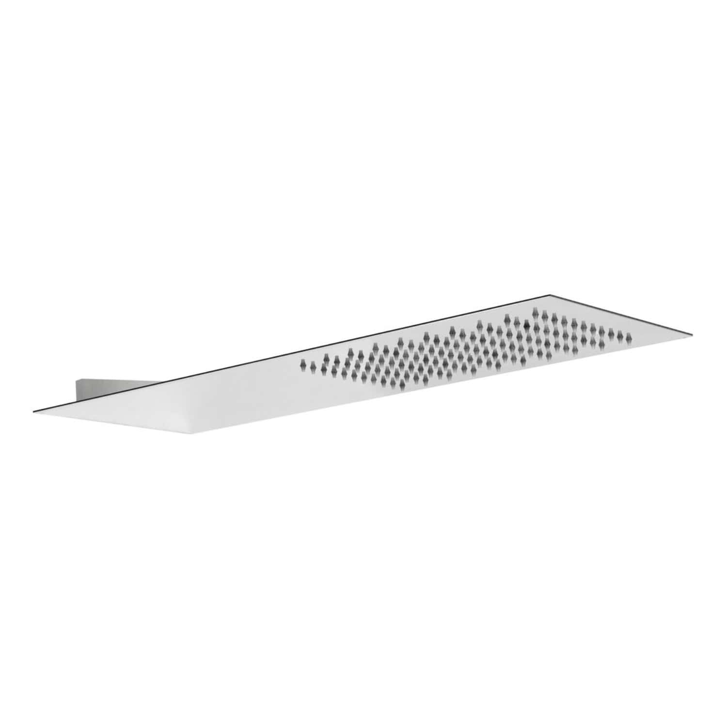 Sleek modern rainfall shower head with adjustable nozzles for luxury bathroom bathing experience. Durable chrome finish perfect for stylish bathroom remodels.