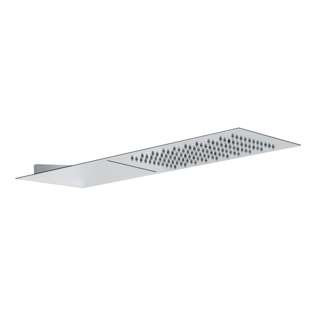 Smooth contemporary rainfall shower head with multiple adjustable nozzles for a luxurious bathroom experience. Perfect for modern bathroom remodels and premium shower installations.