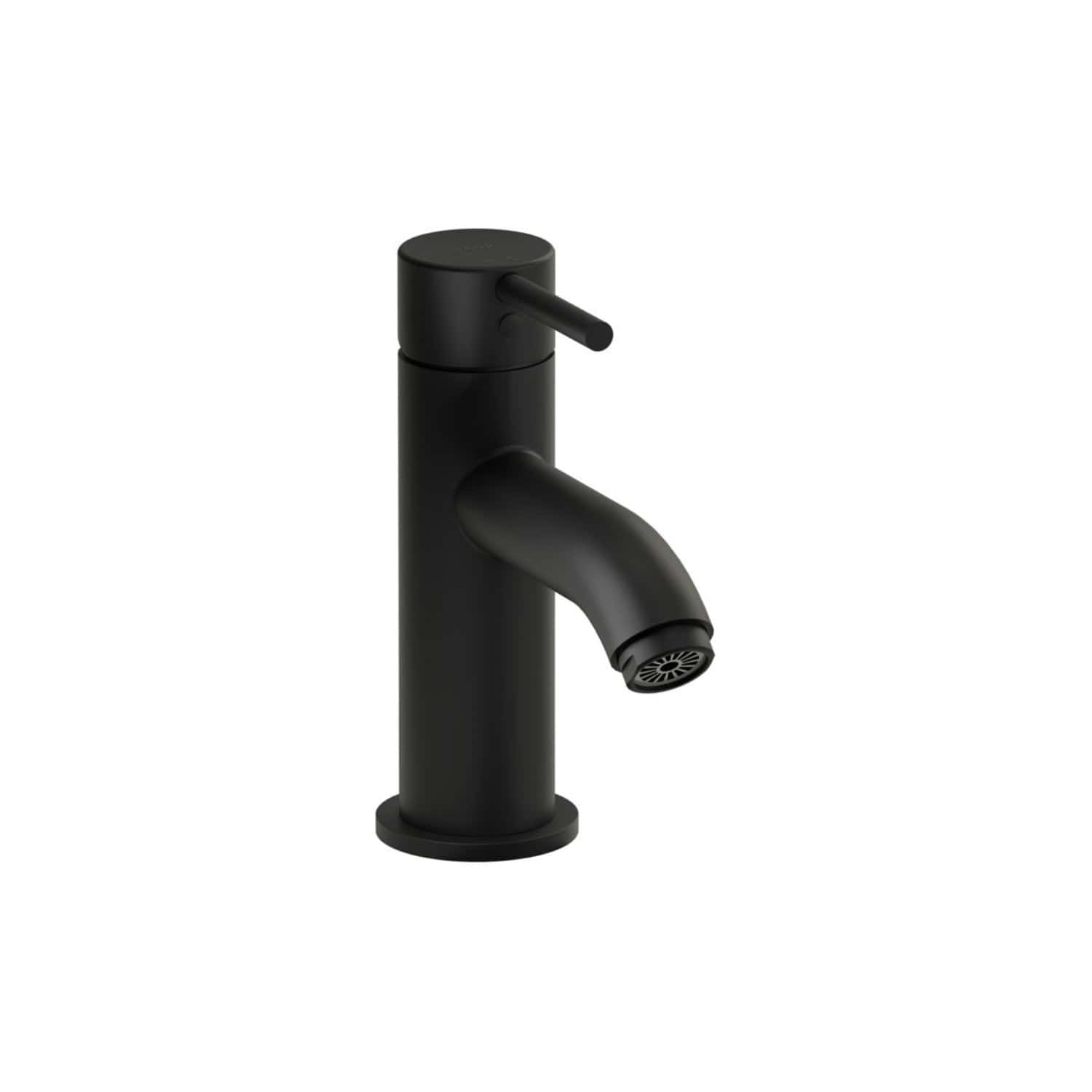 Sleek black bathroom tap with a modern cylindrical design, single handle, and high-quality matte finish, ideal for contemporary bathroom sink setups.