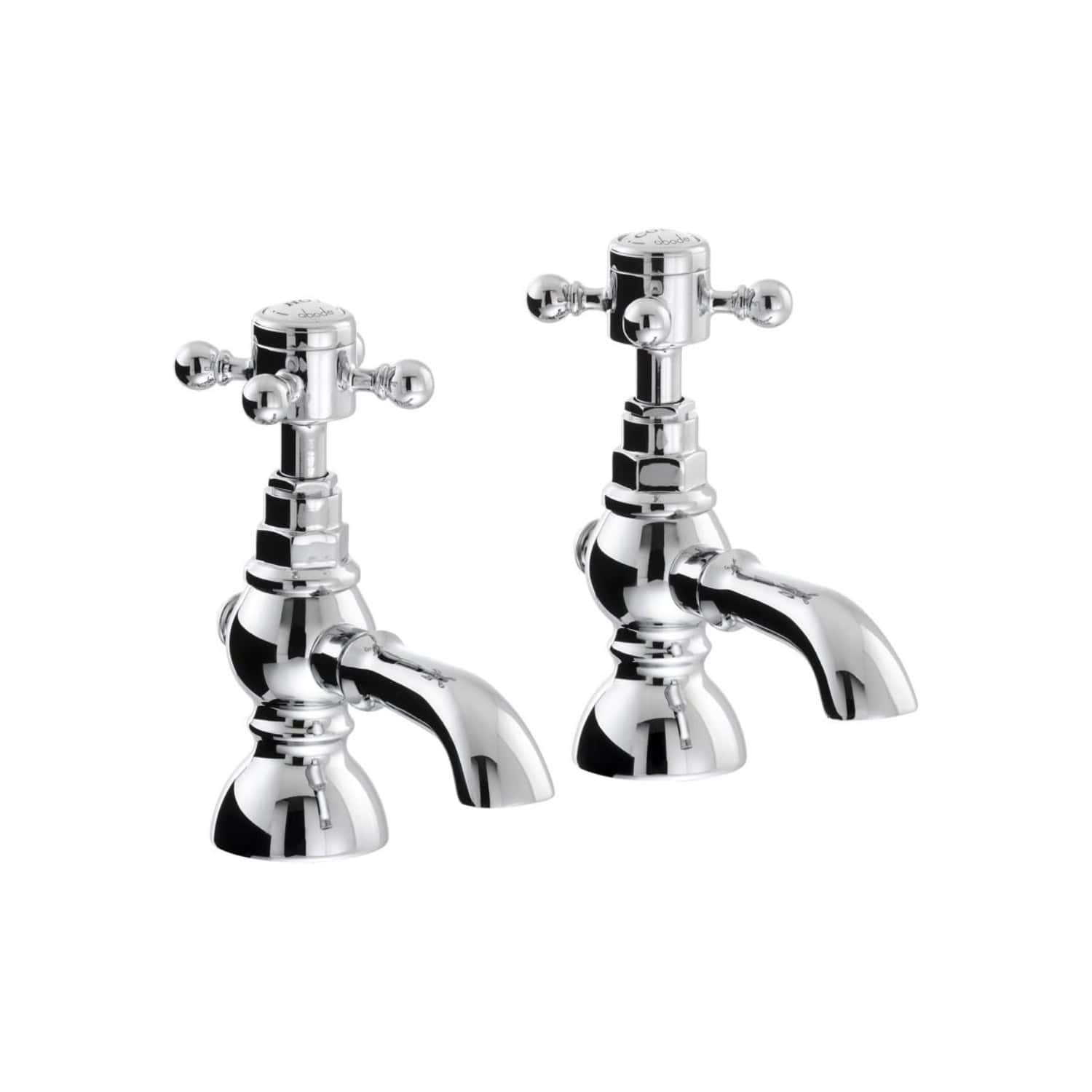 Chrome bathroom basin taps, Victorian-style vintage cross handle design, perfect for classic or traditional bathroom fixtures, high-quality chrome finish for durability and elegance.