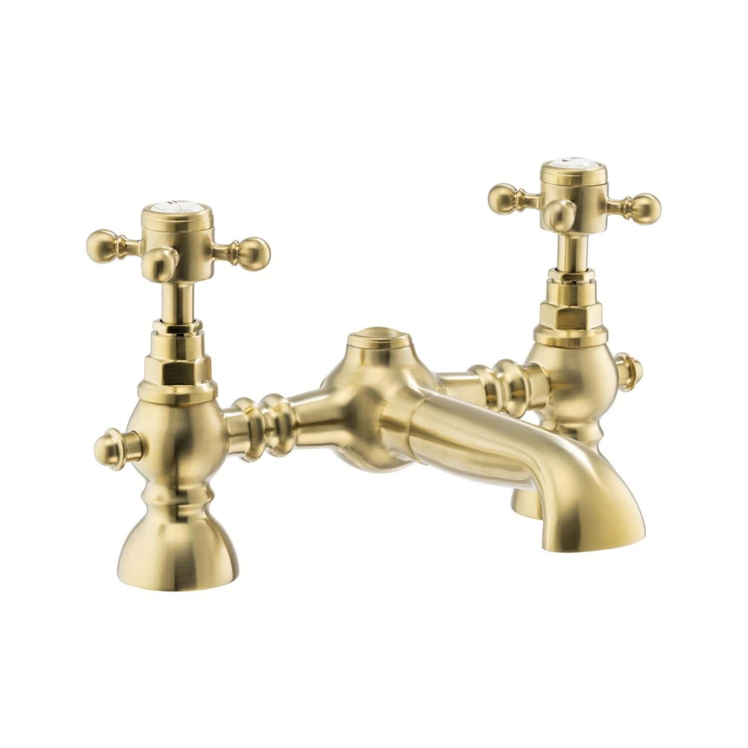 Polished brass vintage-style bathroom tap with dual cross handles, ideal for classic bathroom sinks or washbasins. Durable and elegant, perfect for adding a touch of sophistication to your bathroom.
