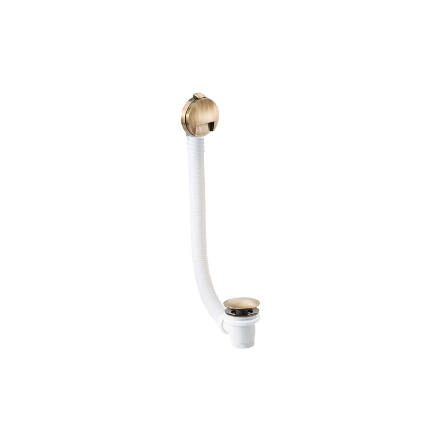 Flexible bathtub waste trap with brass finish, designed for modern bathroom plumbing and sink drain installation, featuring durable build quality and sleek aesthetic.