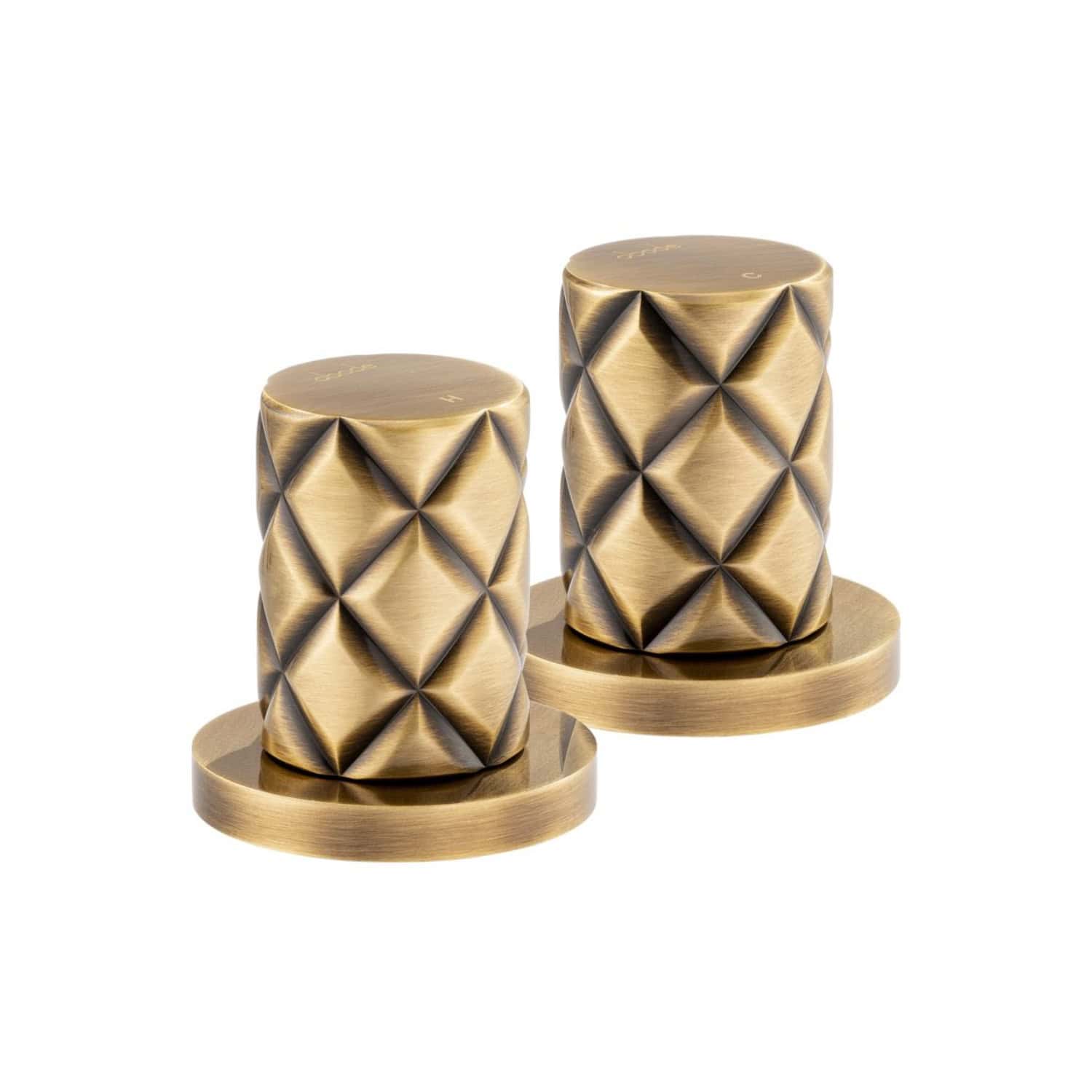 Luxurious gold textured bathroom accessories with diamond pattern, ideal for elegant bathroom decor and design enhancement.