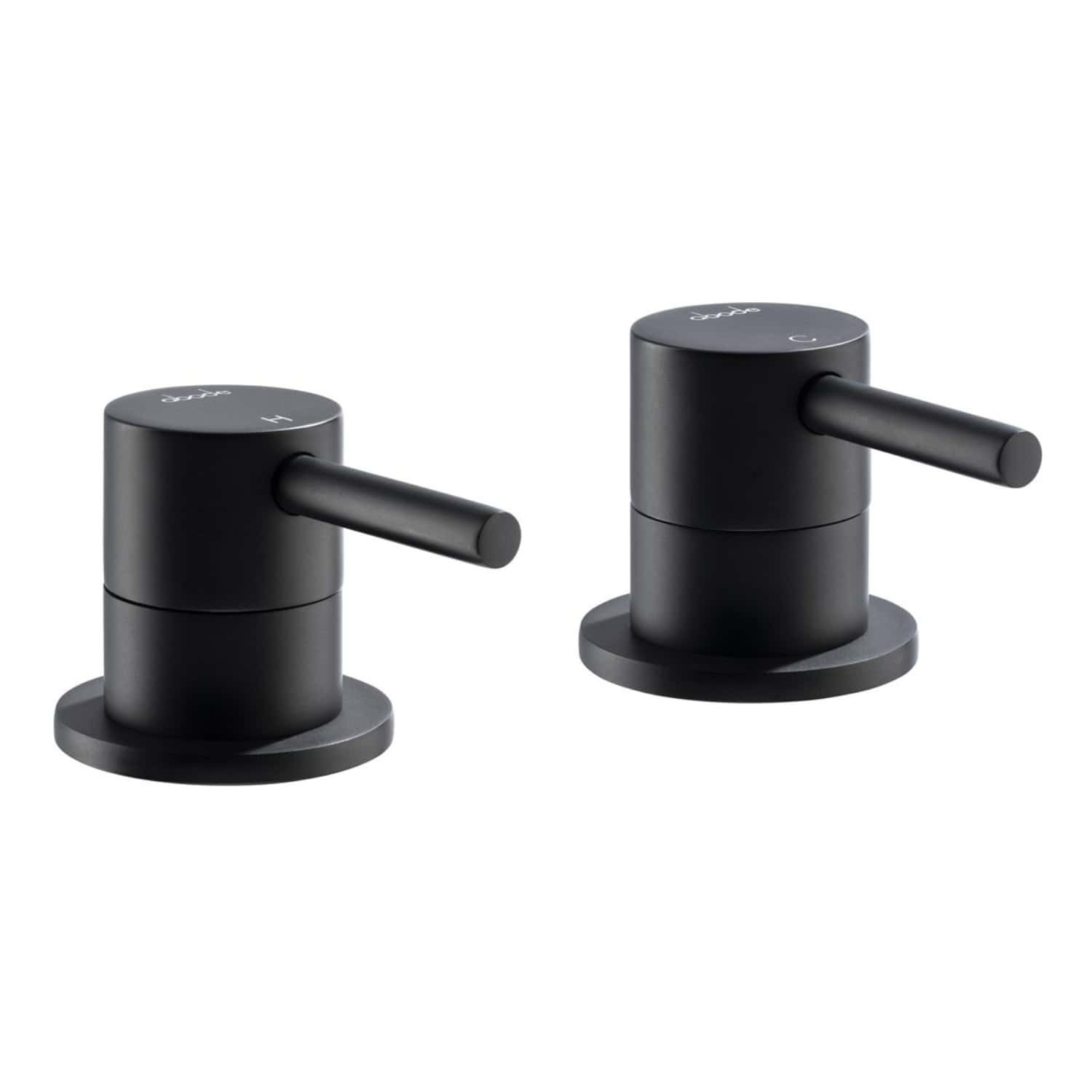 Sleek black bathroom tap mixers, modern design for contemporary bathrooms, easy-to-use lever handles, durable finish, perfect for stylish sink setups.
