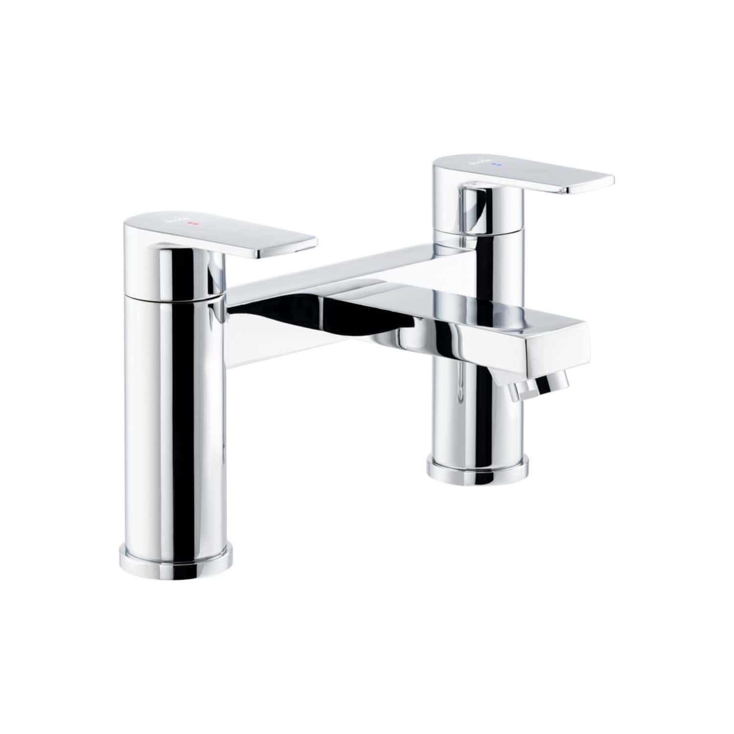 Chrome double-handle kitchen mixer tap with a modern, sleek design and high-quality finish, perfect for contemporary bathroom and kitchen renovations.
