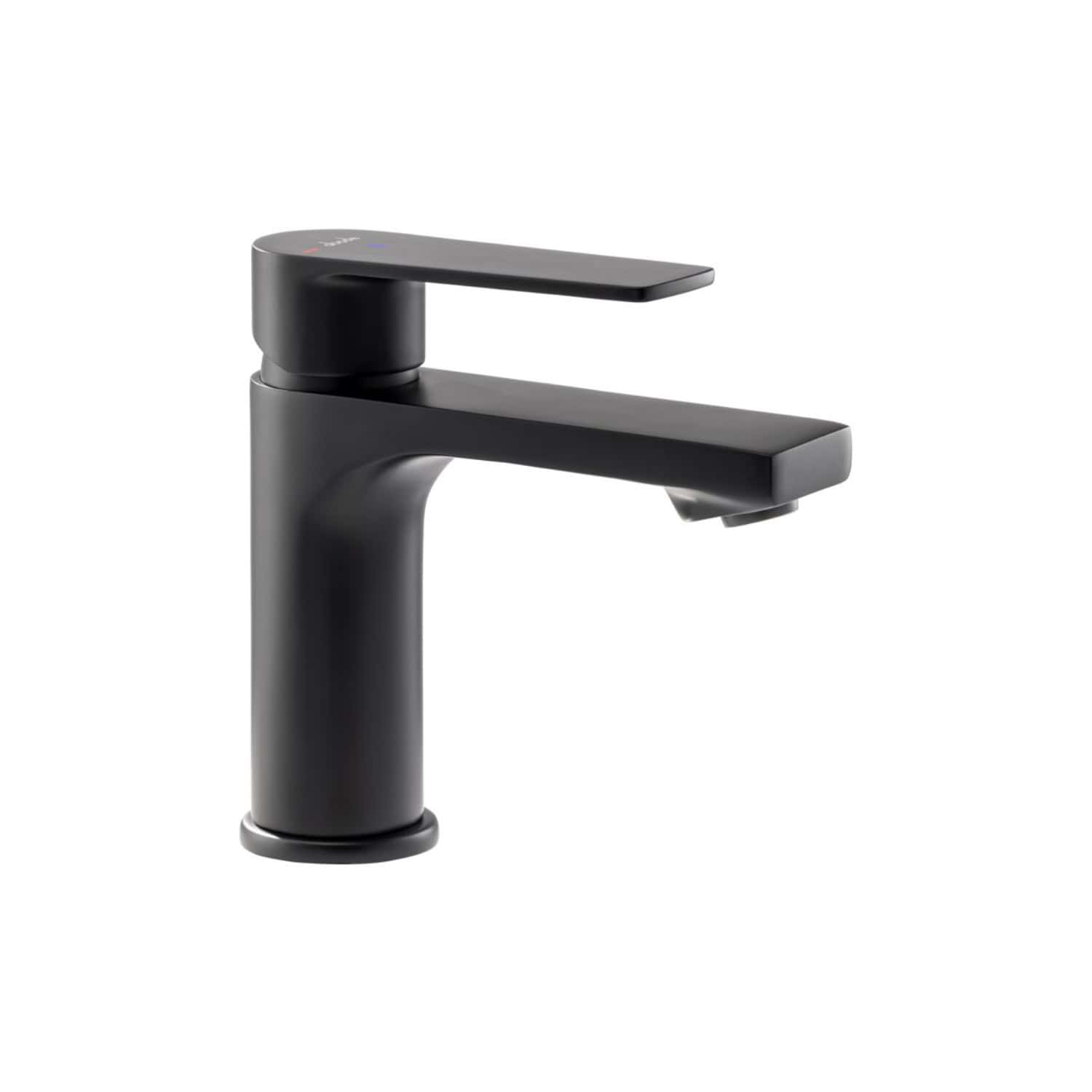 Black modern bathroom mixer tap with a sleek minimalist design for contemporary bathrooms.