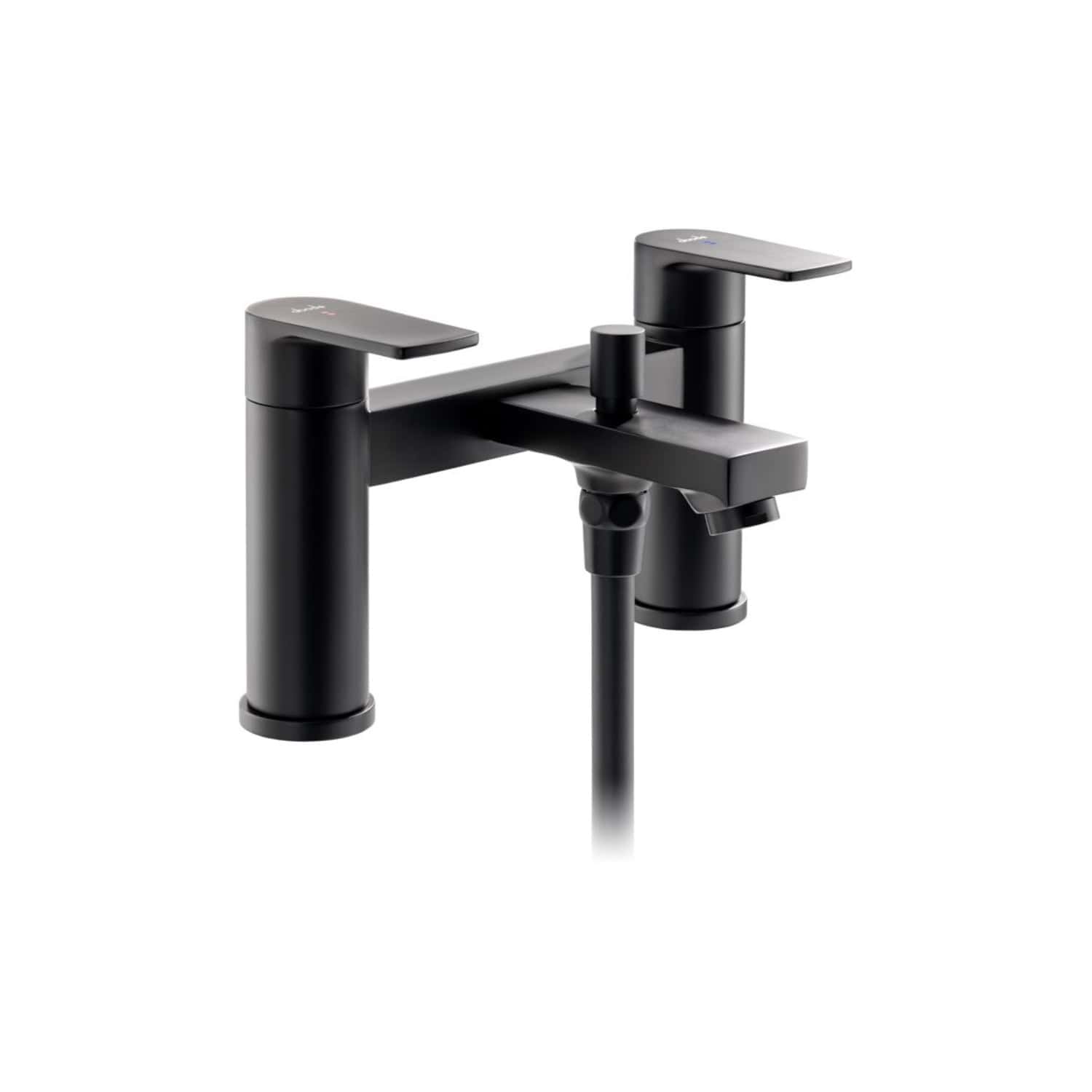 Sleek matte black bathroom tap with dual handles and modern design, perfect for contemporary bathrooms, combining style and functionality.