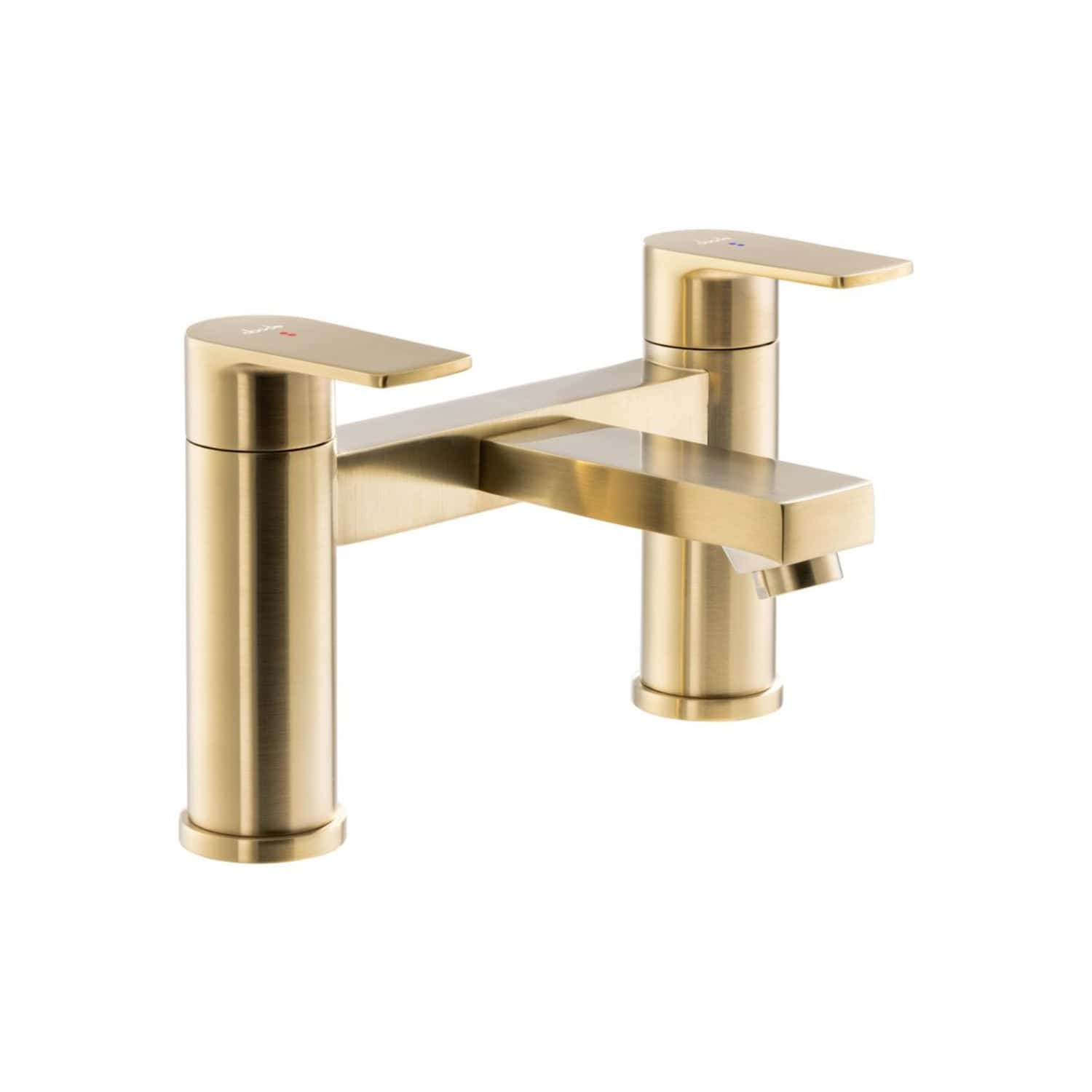 Brass bathroom tap with dual handles and modern design, ideal for stylish bathroom renovations and plumbing fixtures, featuring cold and hot water control.