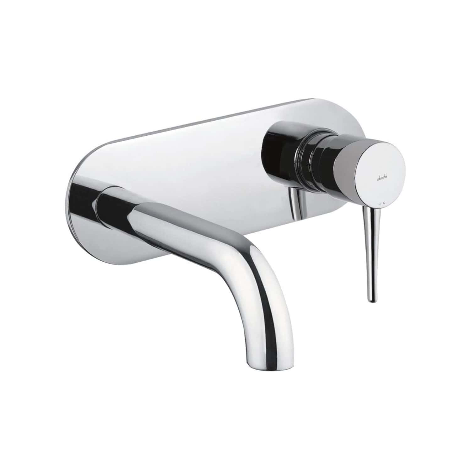 Sleek modern chrome wall-mounted bathroom mixer tap with single lever handle, ideal for contemporary bathroom designs. Featuring a minimalist aesthetic, perfect for stylish and functional bathroom upgrades.