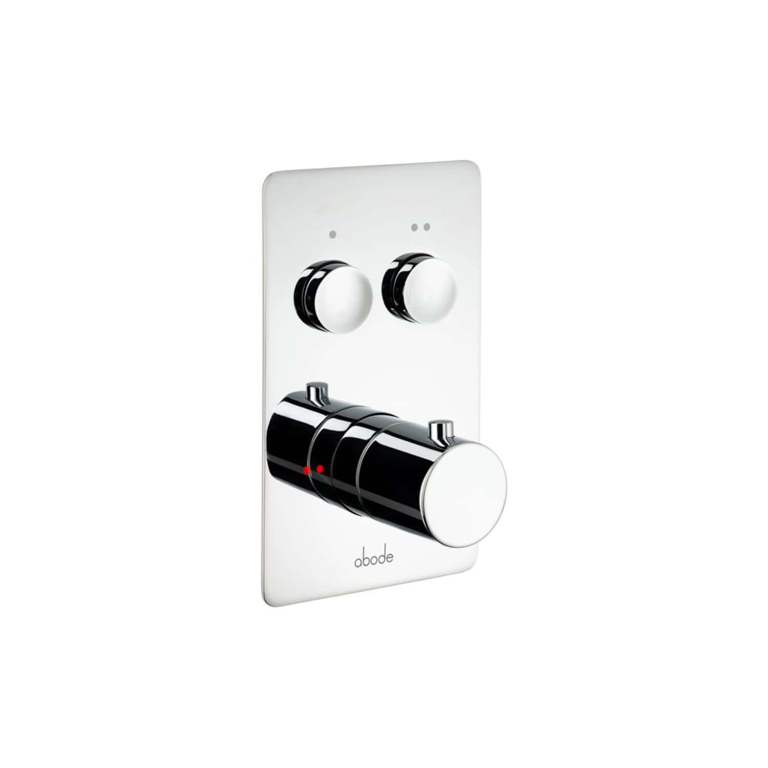 Sleek thermostatic shower control with digital interface, black and chrome finish, for modern bathroom renovation and precise temperature regulation.