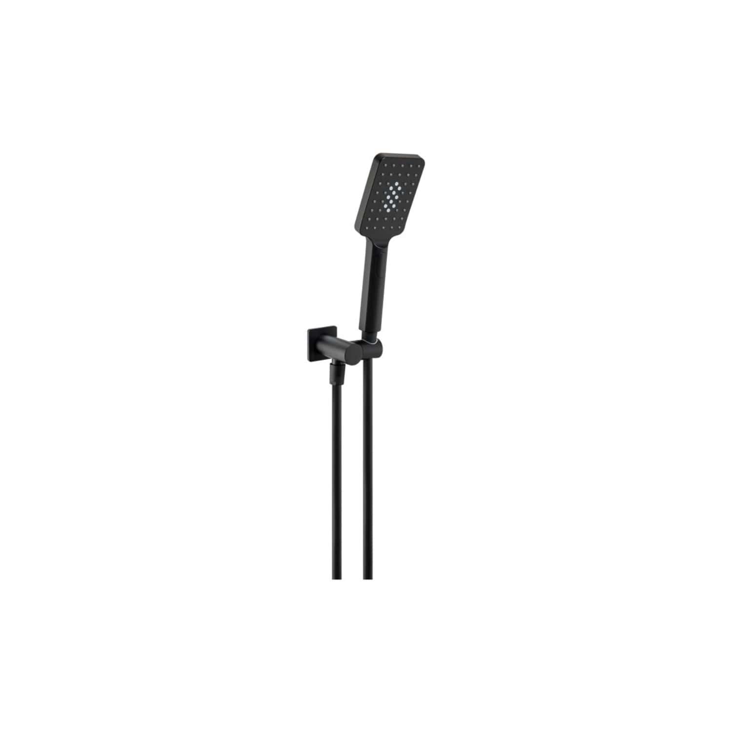 Sleek black handheld shower head with adjustable hose and modern design, ideal for stylish bathroom renovations and high-quality bathroom fixtures.