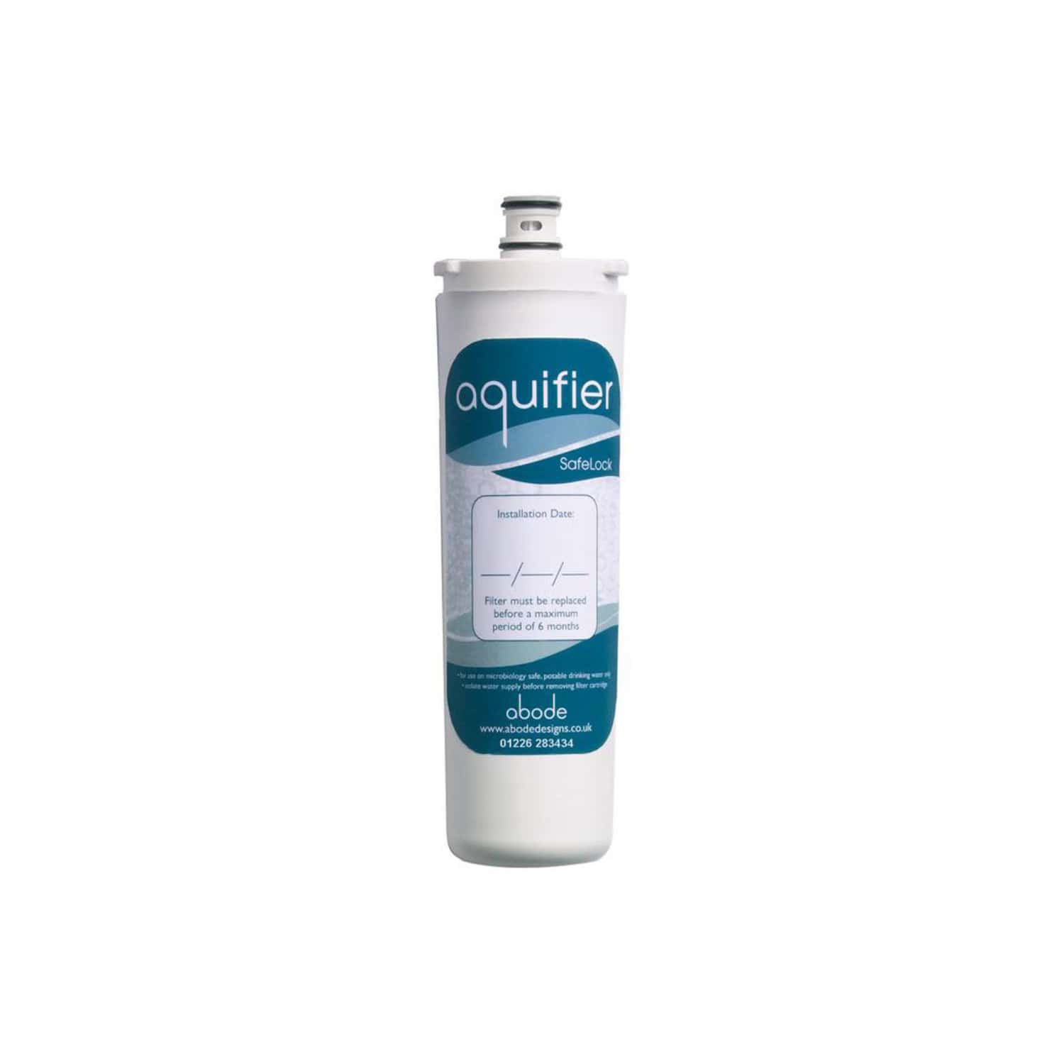 Replacement aquifier water filter cartridge for Bubly Bathrooms, ensuring clean drinking water with SafeLock technology. Ideal for maintaining water quality and appliance longevity.