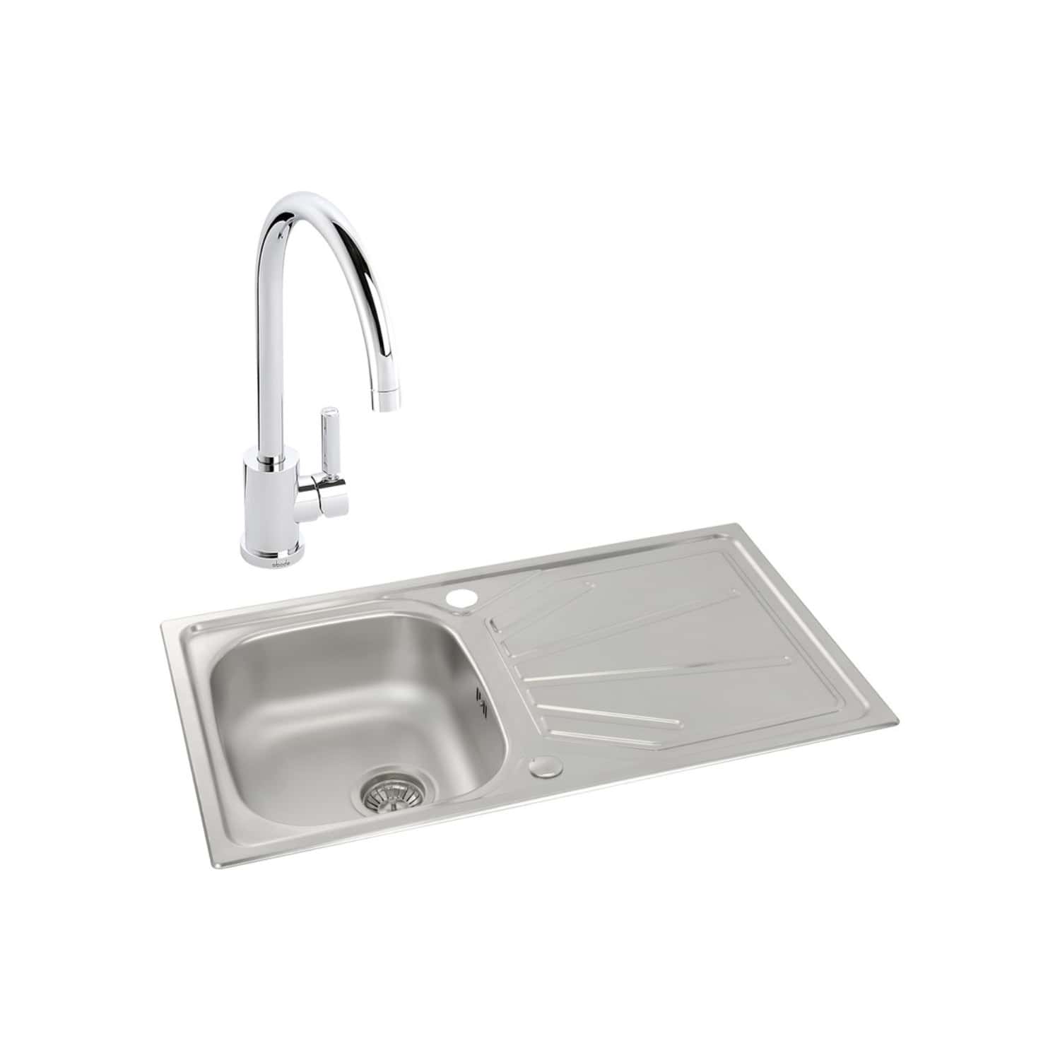 Abode Trydent 1B Inset Stainless Steel Kitchen Sink With Tap Pack
