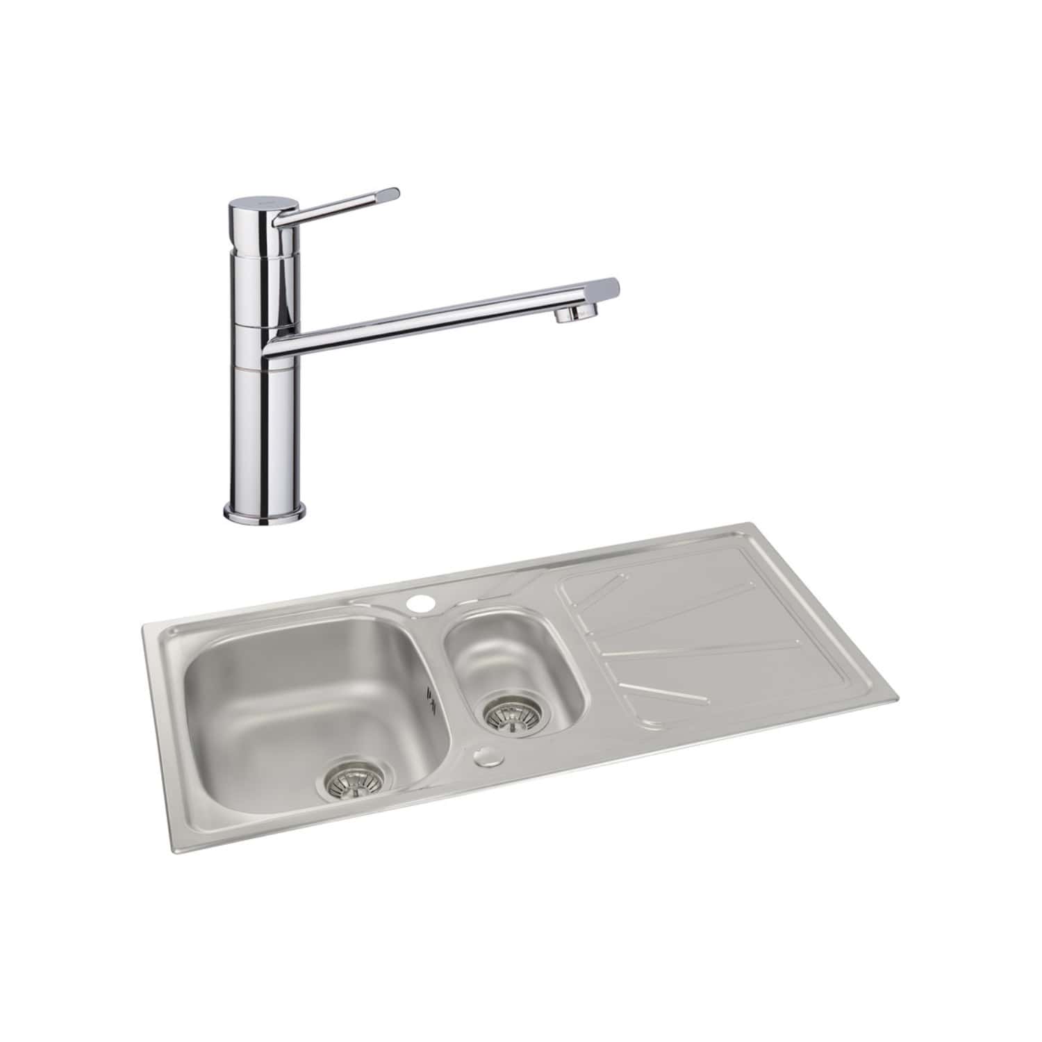 Abode Trydent 1.5B Inset Stainless Steel Kitchen Sink With Tap Pack