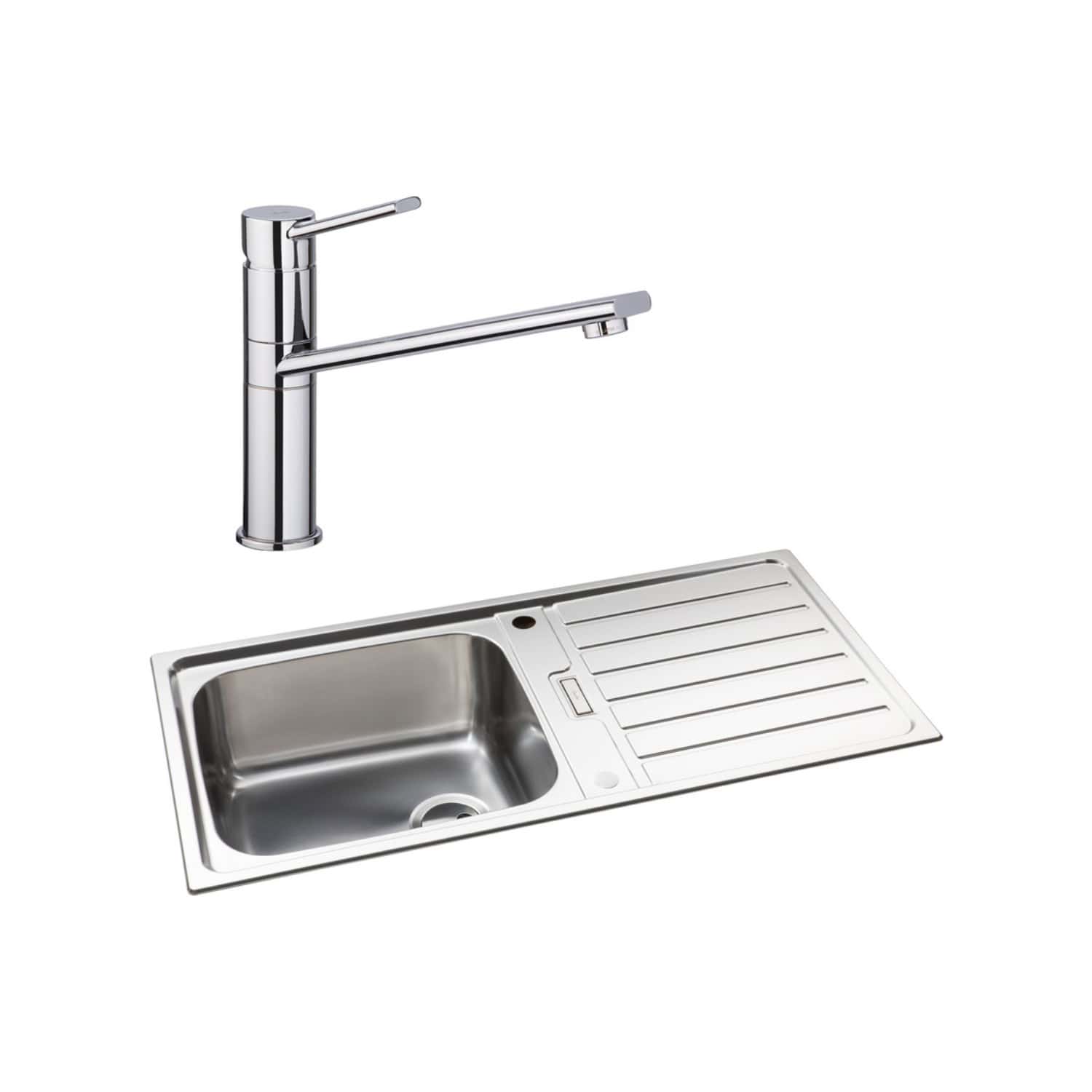 Abode Neron 1B Inset Stainless Steel Kitchen Sink With Tap Pack