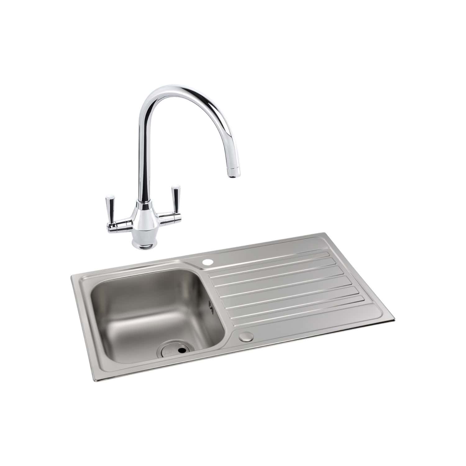 Abode Connekt 1B Inset Stainless Steel Kitchen Sink With Tap Pack