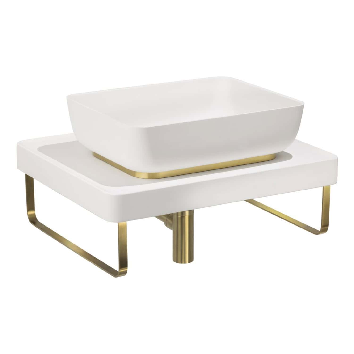 Abode Tableau/Cava Shelf and Tablet Basin Set - Chalk White w/Chrome Finishes