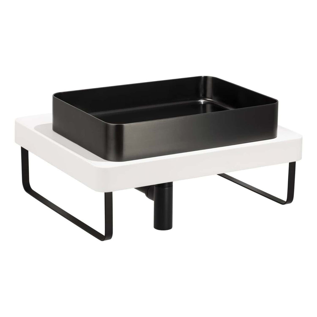 Abode Tableau/Iox Shelf and Tablet Basin Set - Chalk White w/Brushed Brass Finishes