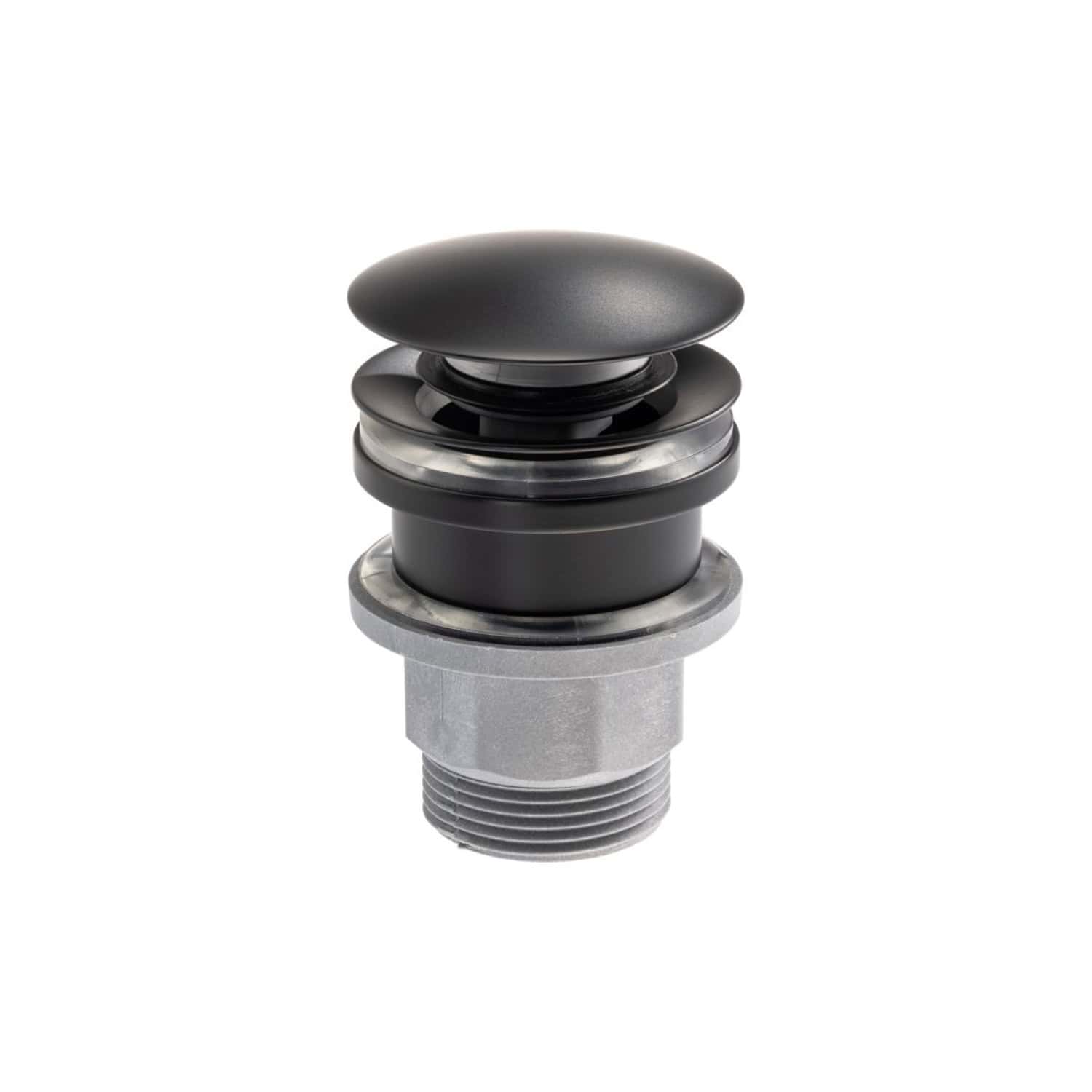 Flexible drain pop-up waste assembly with black rubber stopper, suitable for modern bathroom sinks, durable and easy to install for optimal water flow control.