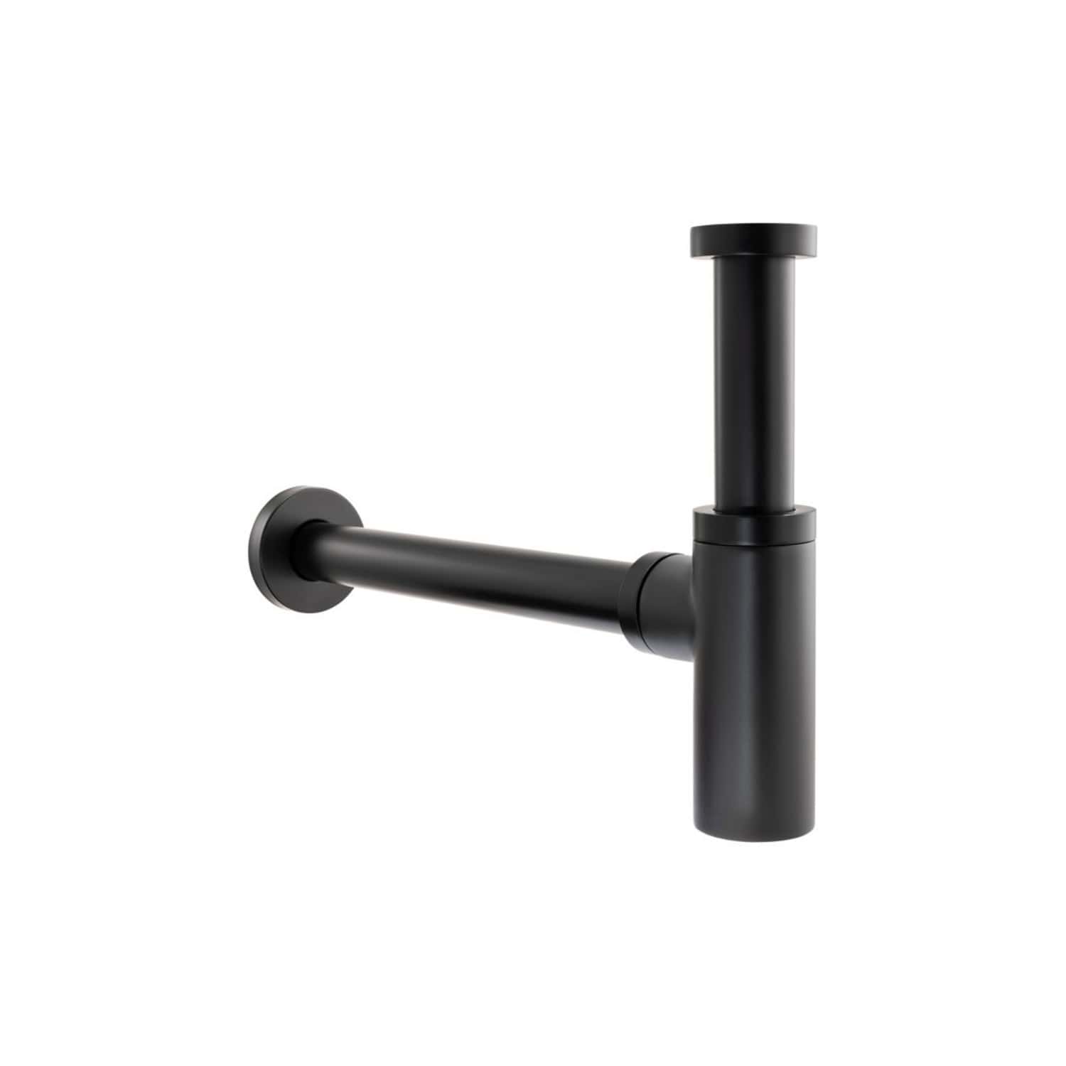 Modern black bathroom sink pipe fitting, seamless and sleek design, suitable for contemporary bathroom renovations and plumbing installations.