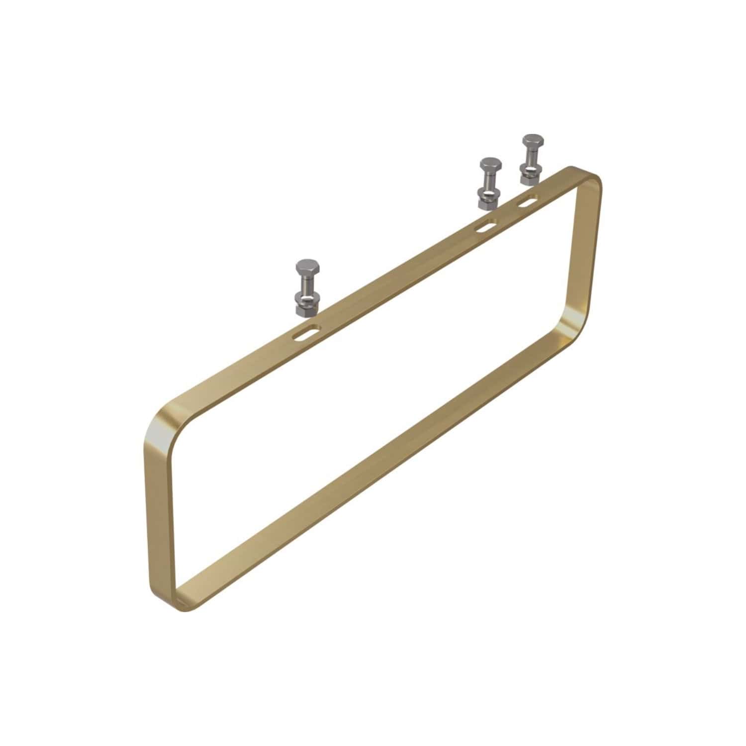 Brass bathroom towel rail mounting bracket with screws for premium bathroom décor, compatible with Bubly Bathrooms fixtures, ensuring secure installation and stylish finish.