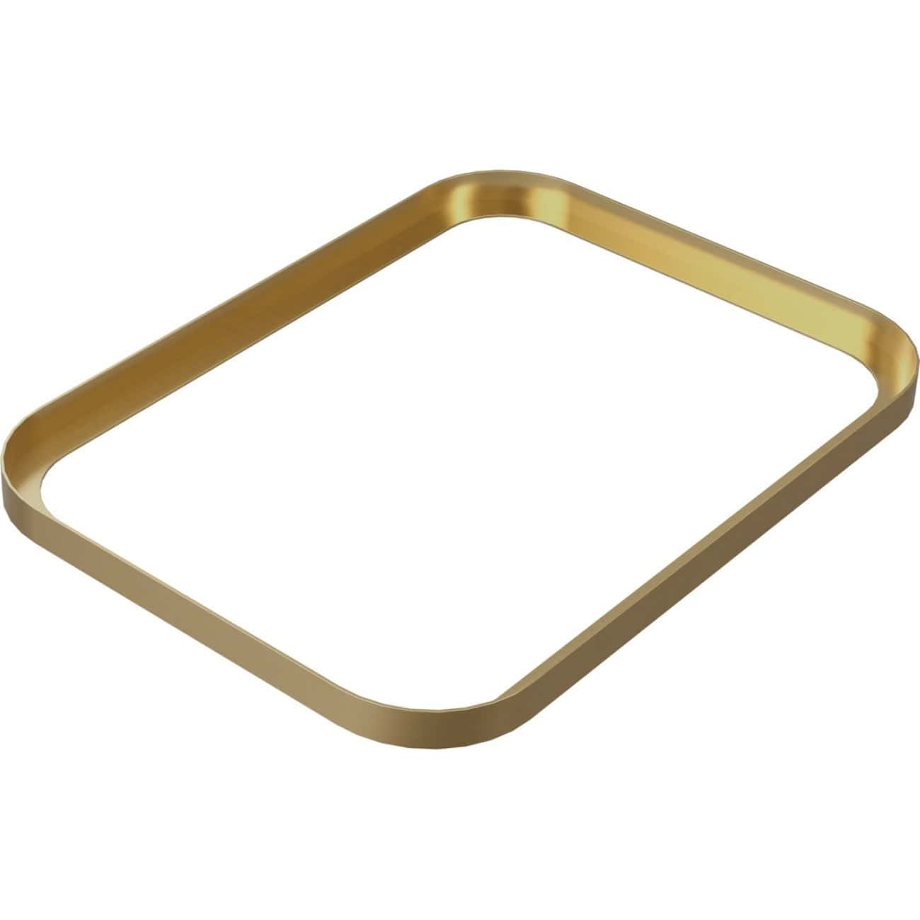 Shiny gold bathroom tray with rounded edges, ideal for organising toiletries and accessories in modern bathroom decor. Durable and stylish for a sleek, elegant look.