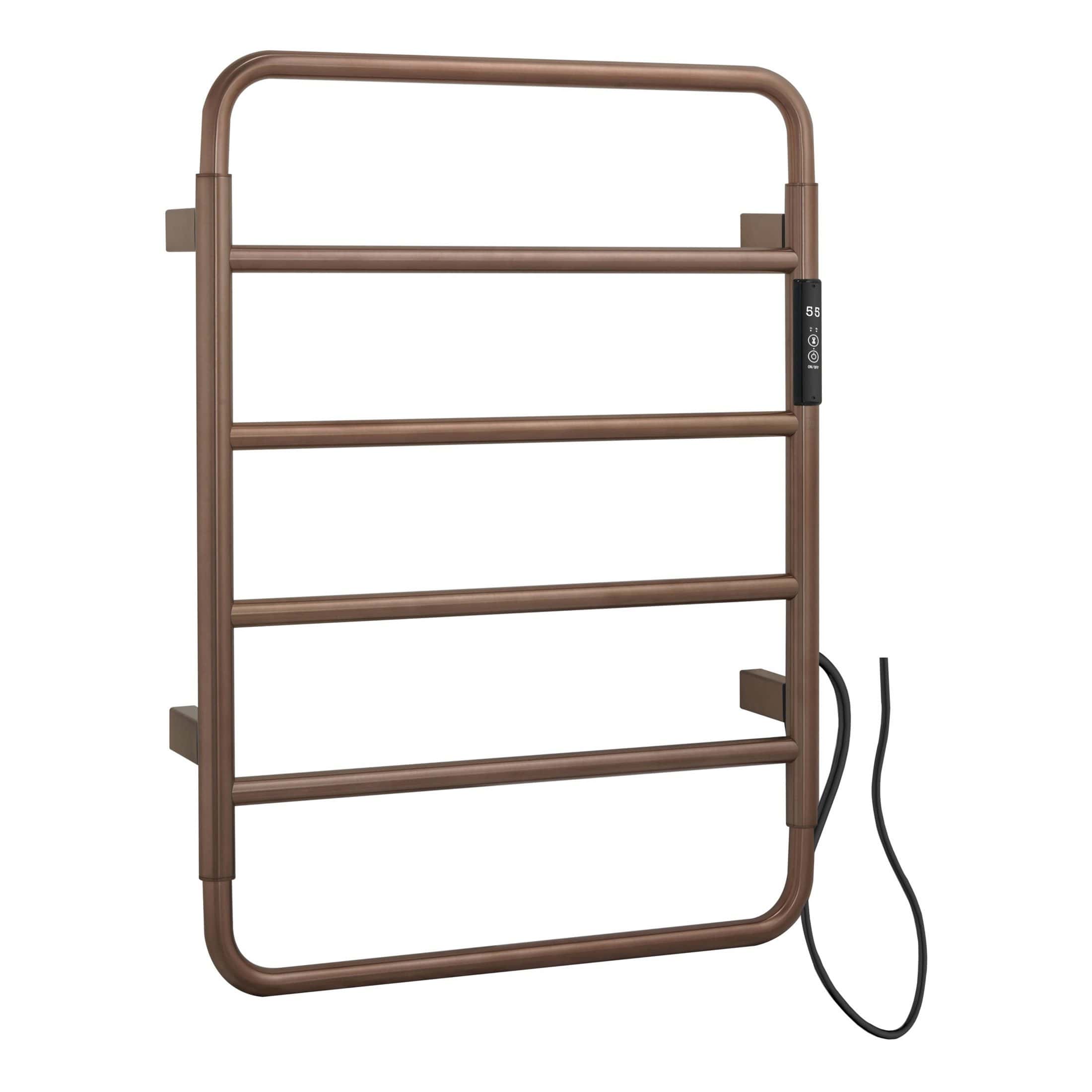 Rechargeable heated towel rail with digital control, modern bathroom heating solution, energy-efficient and easy to install, perfect for cosy towels and bathrobes.