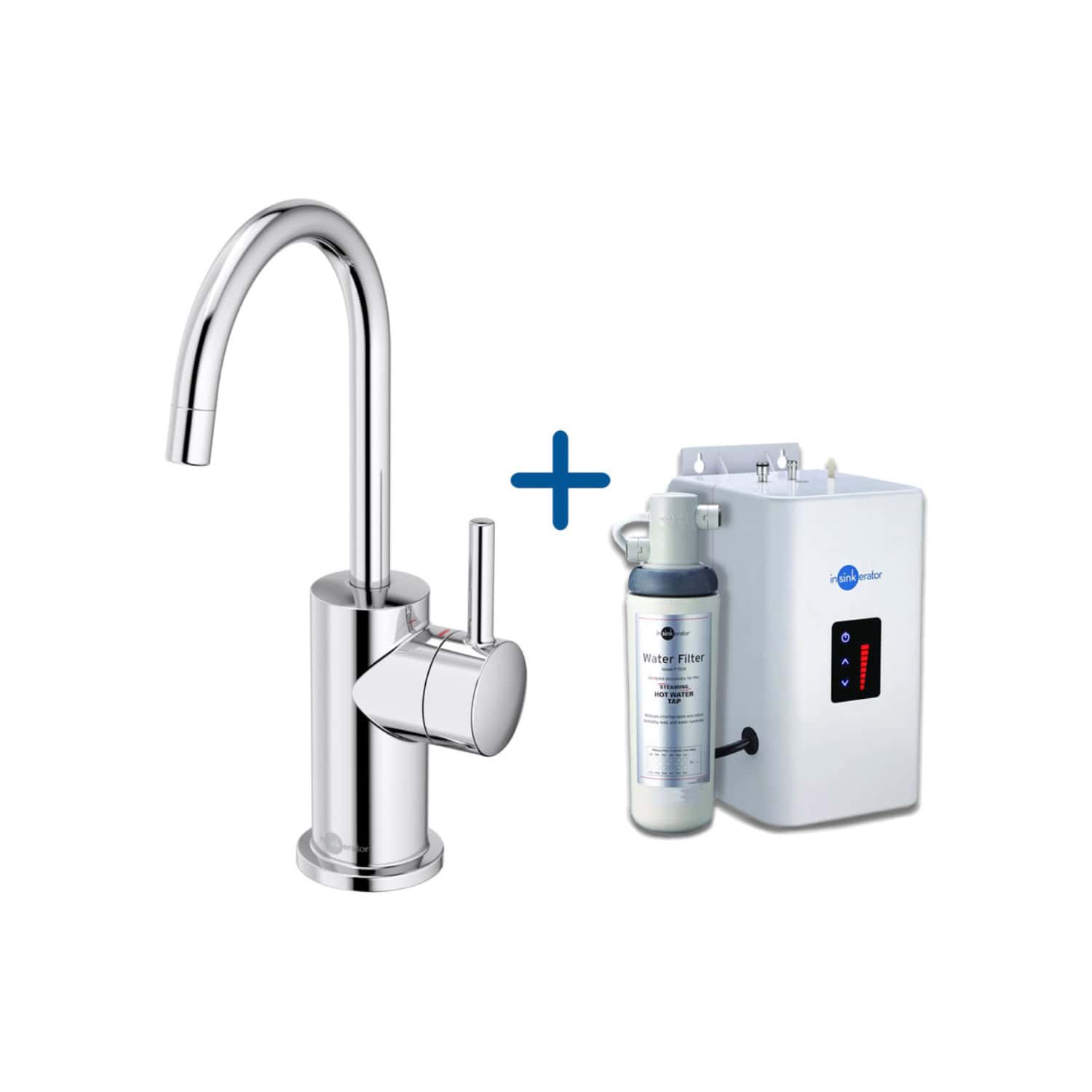 Sleek kitchen tap with built-in water filter system for purified drinking water, perfect for modern bathrooms and kitchens.